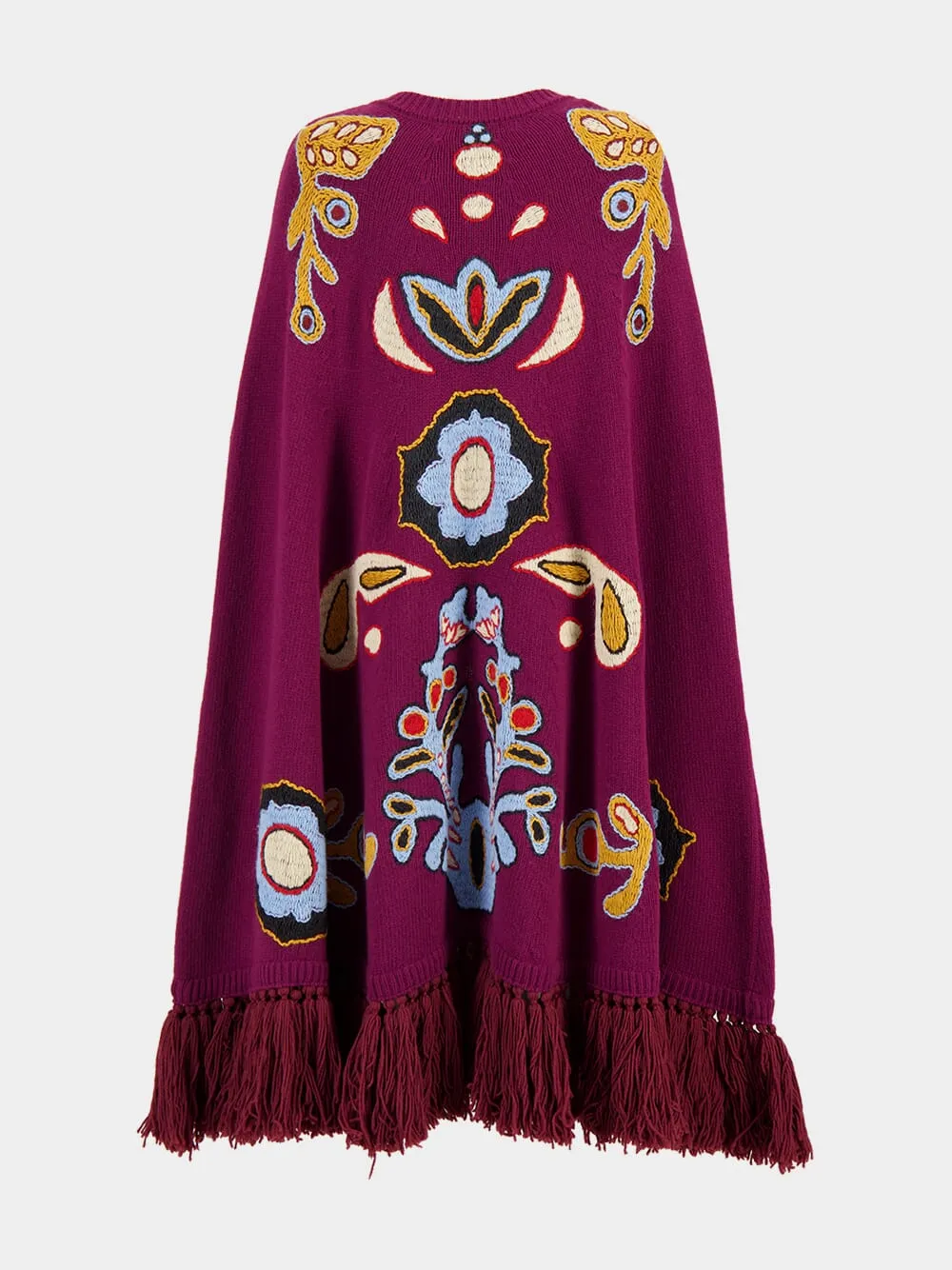 Saphire Purple Potion Hand Embroidered Knitted Cape