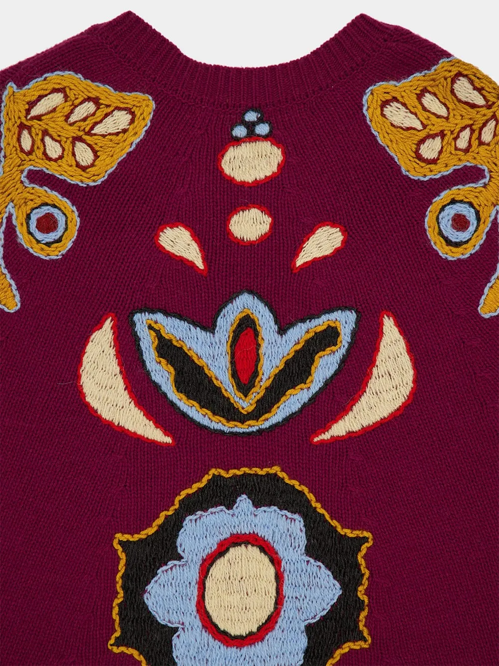 Saphire Purple Potion Hand Embroidered Knitted Cape