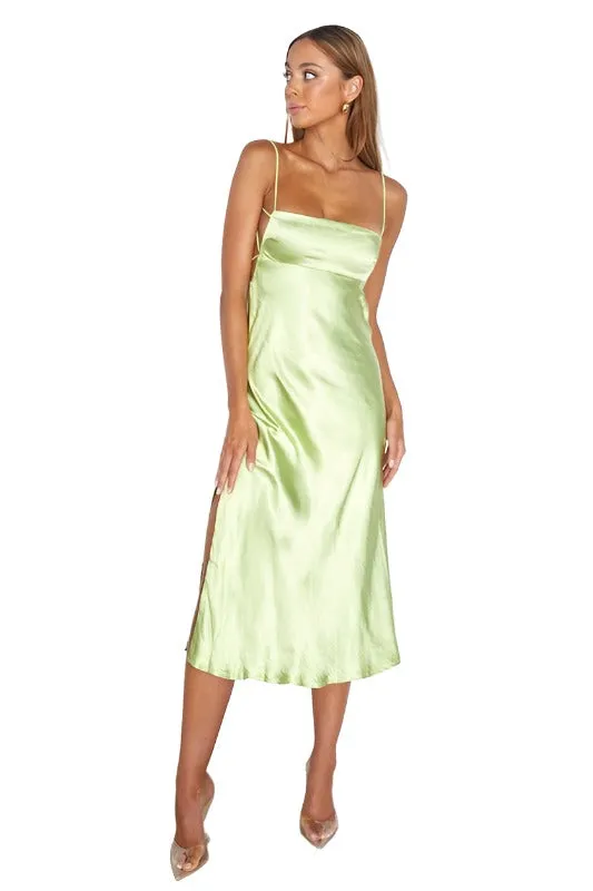 Satin Cami Empire Waist Midi Dress / ST3228D