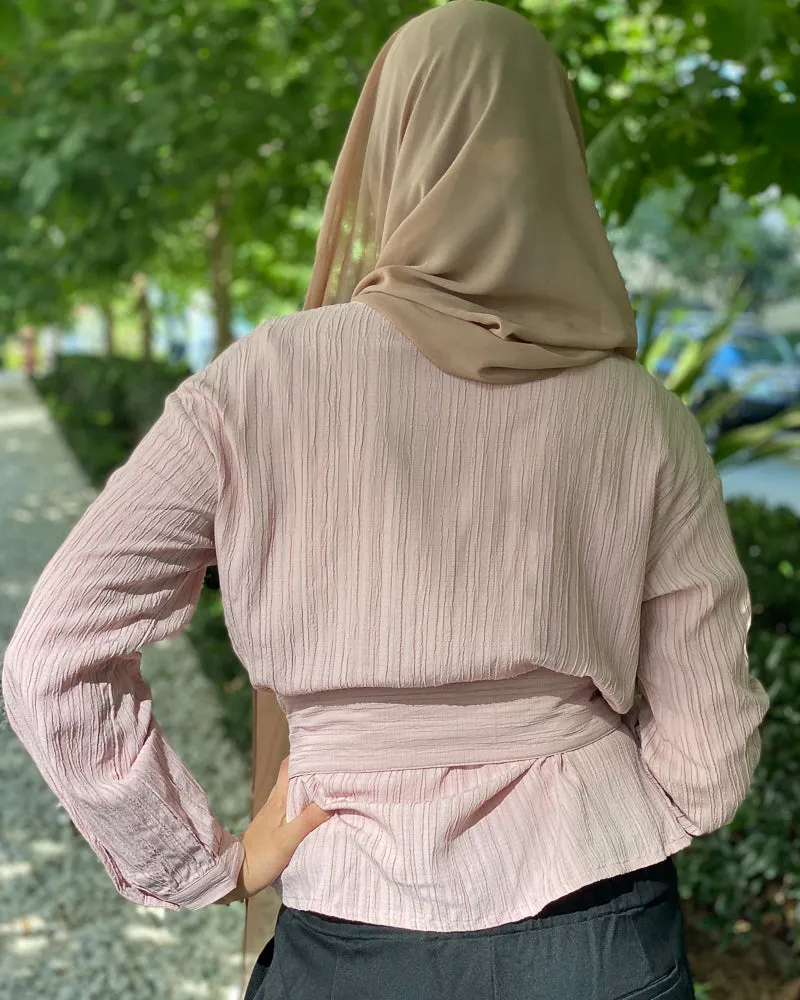 Scrunch Waist Tie Blouse