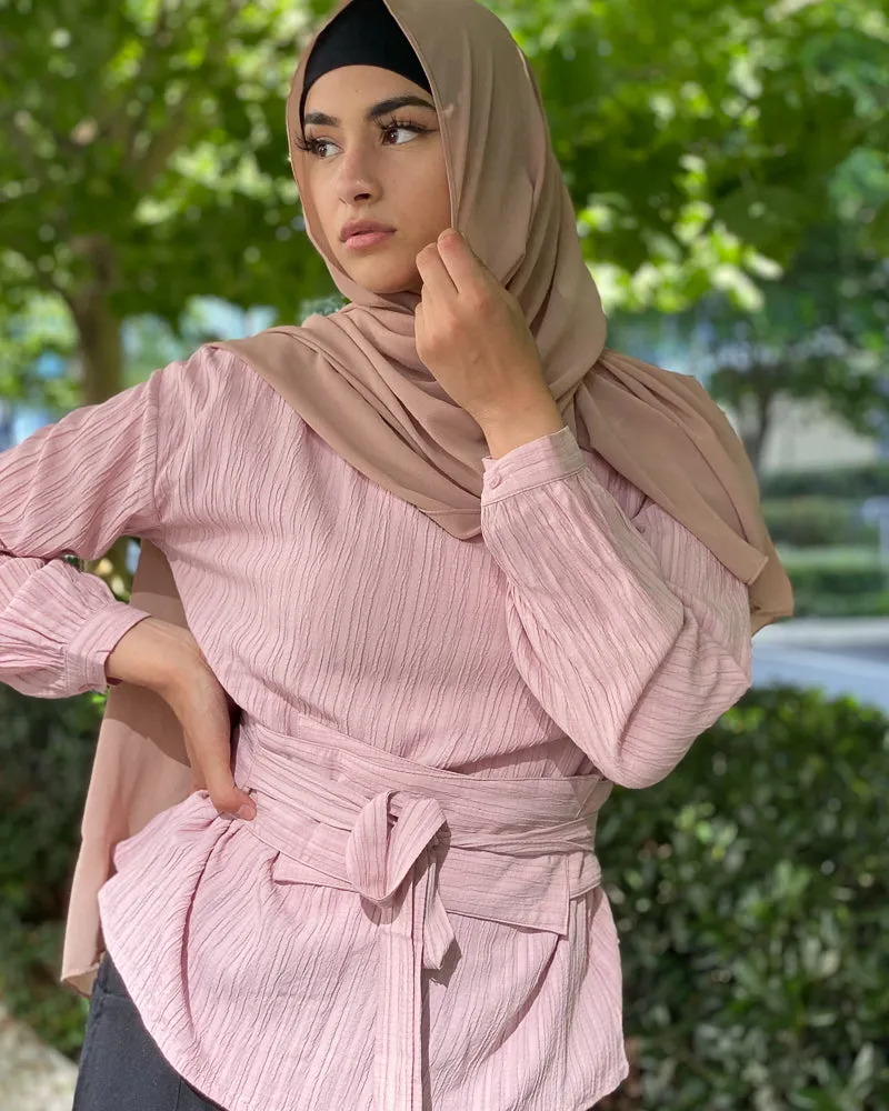 Scrunch Waist Tie Blouse