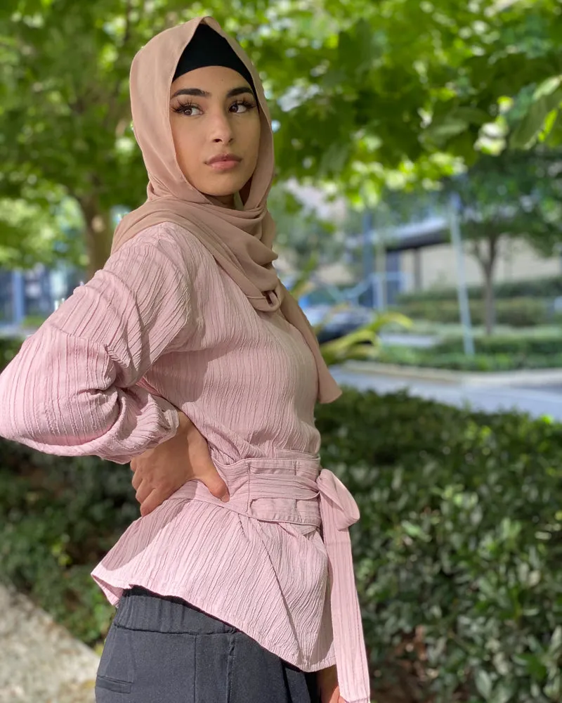 Scrunch Waist Tie Blouse