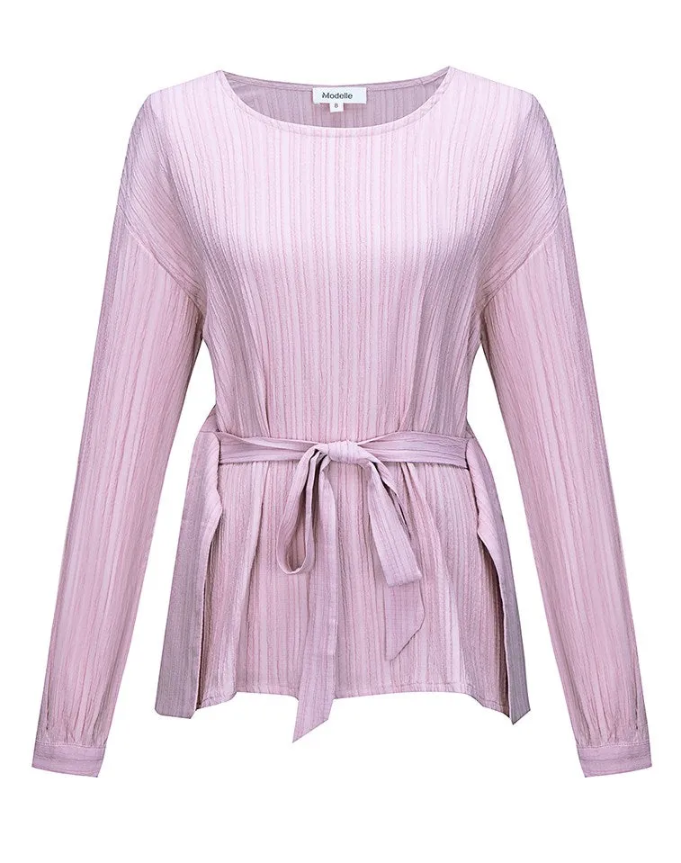 Scrunch Waist Tie Blouse