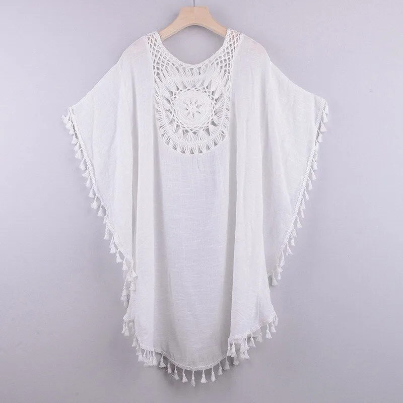 Sexy Women Loose Beach Dress Tunic Solid Bikini Cover UP Swimsuit Beachwear Swimwear Hollow Out Beach Dress Robe De Plage