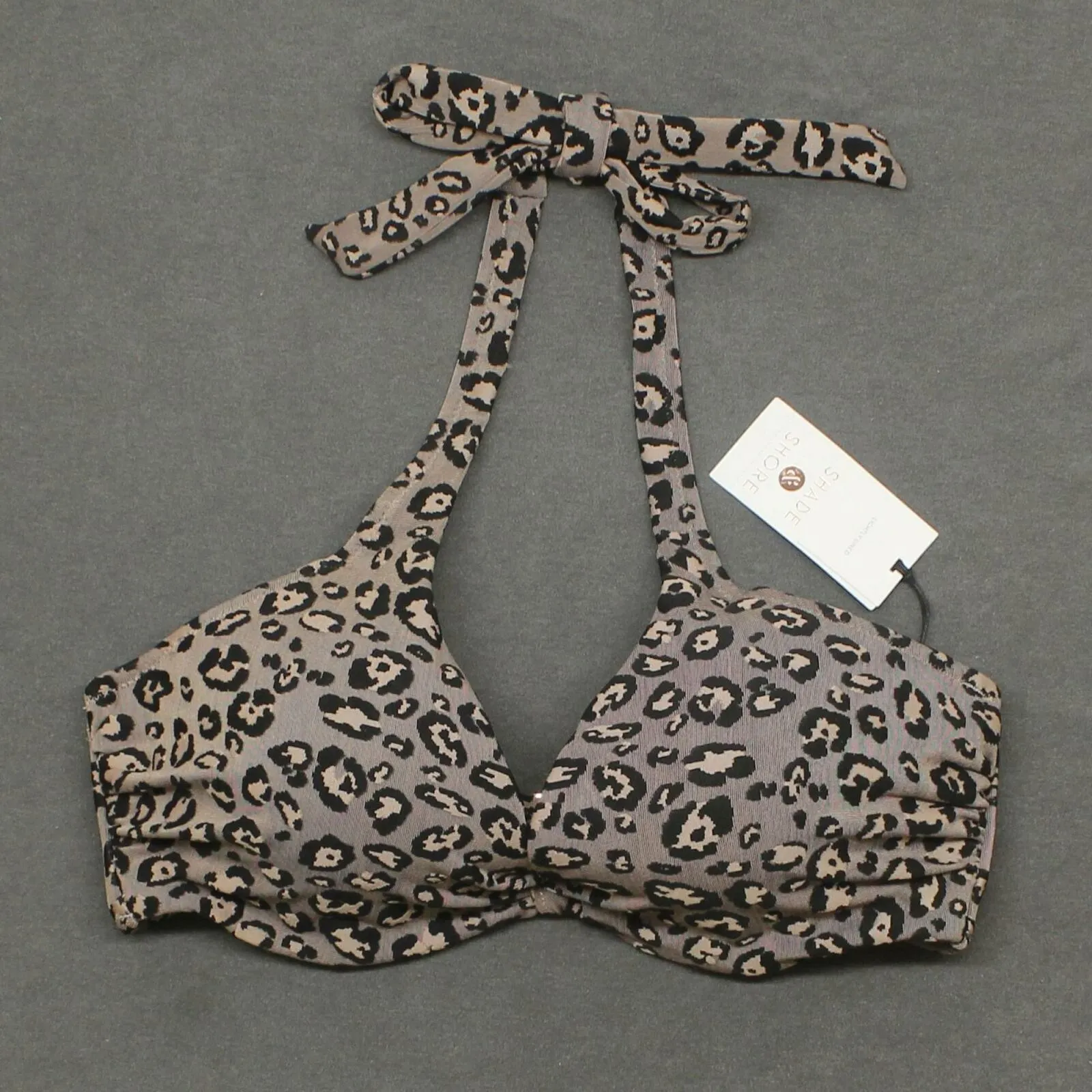 Shade & Shore Lightly Lined Jacquard Textured Twist-Front Bikini Top