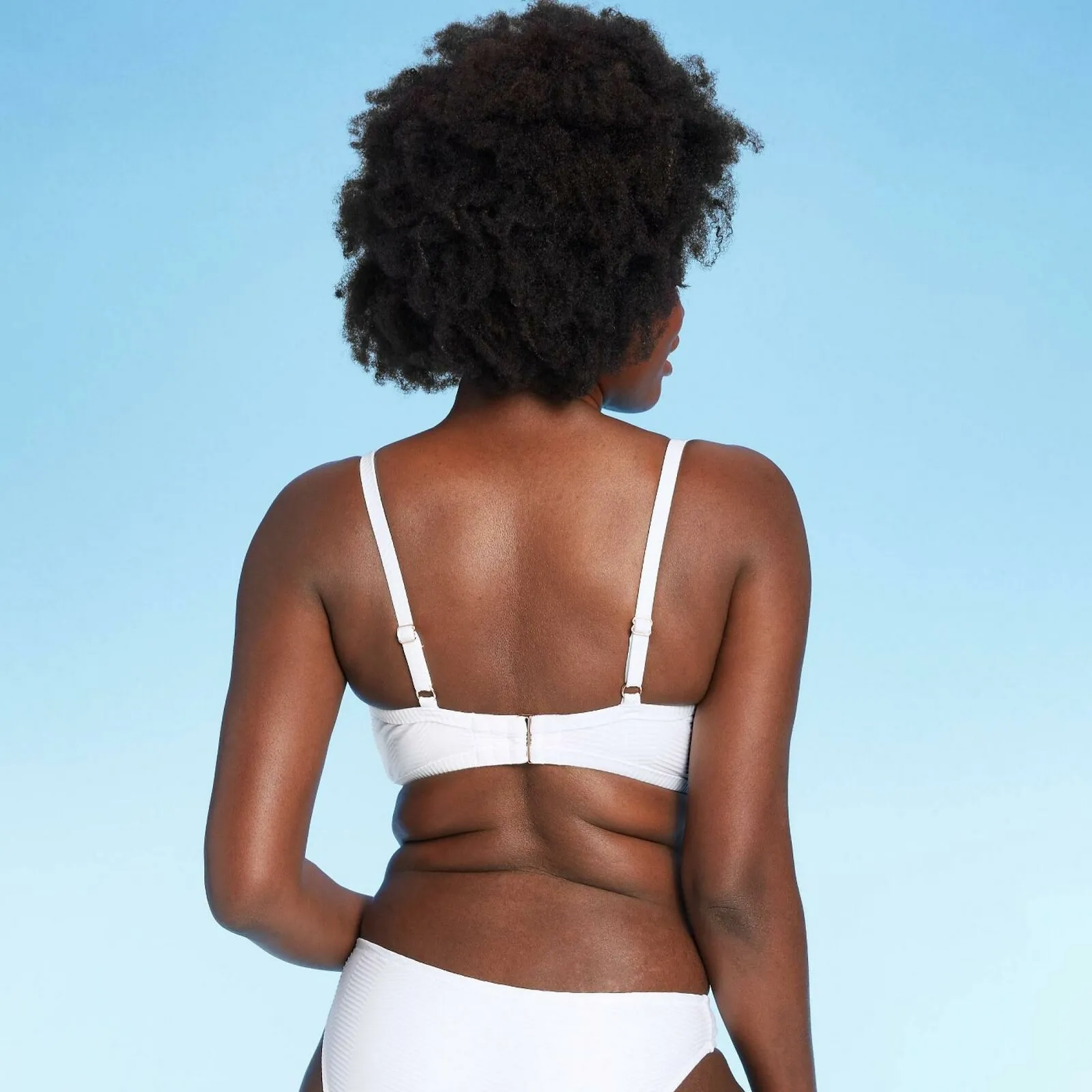 Shade & Shore Women's Lightly Lined Ribbed Tortoise Ring Bikini Top
