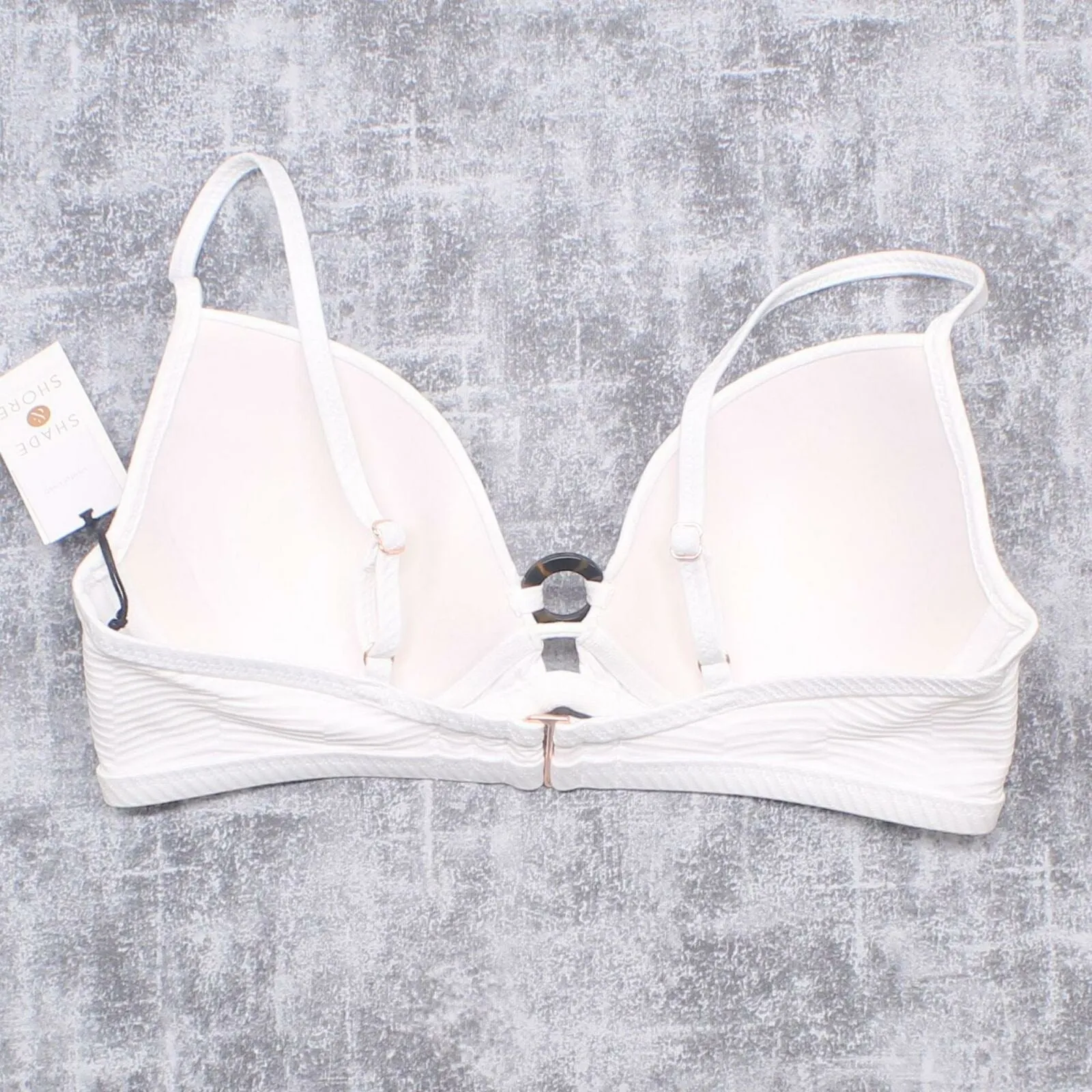 Shade & Shore Women's Lightly Lined Ribbed Tortoise Ring Bikini Top