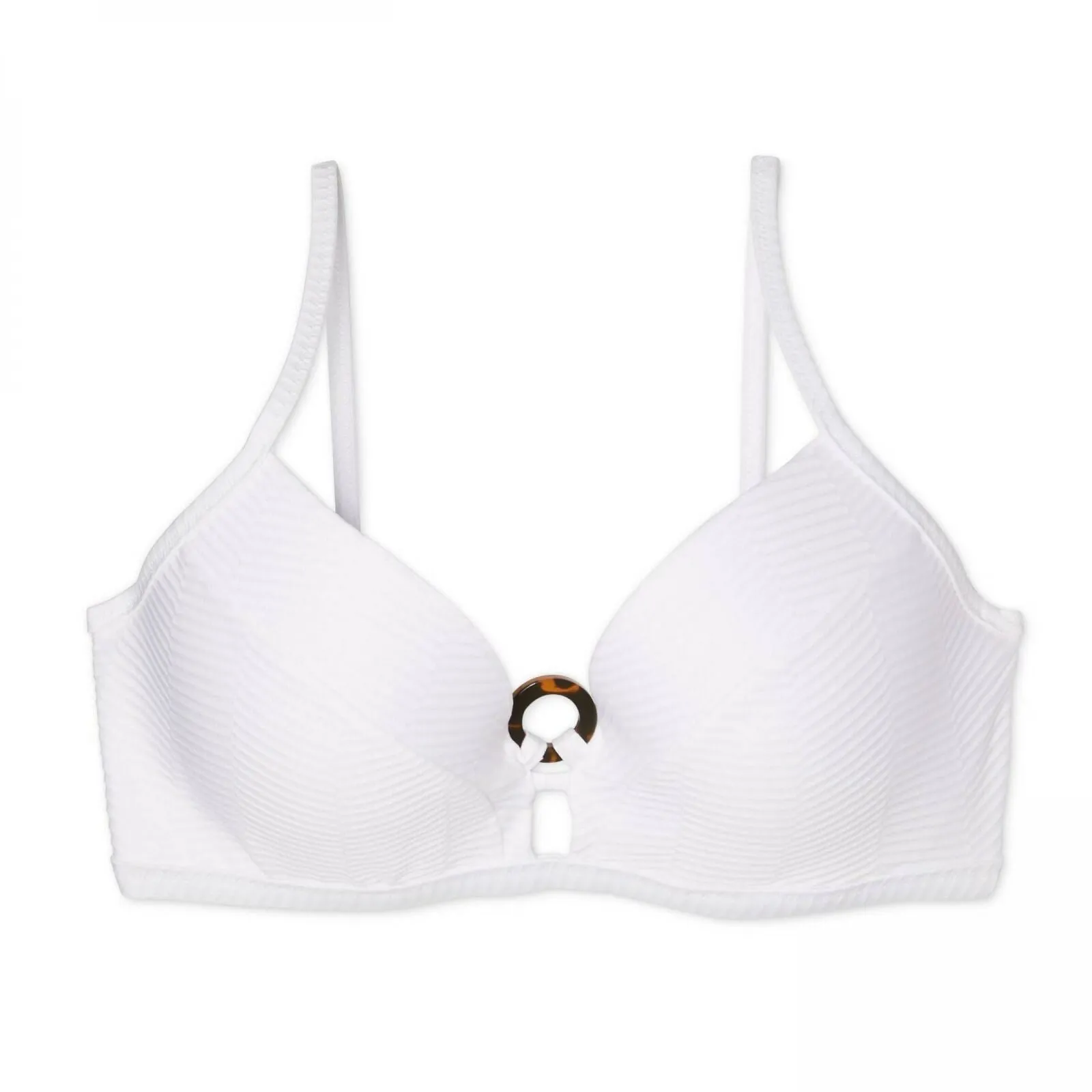 Shade & Shore Women's Lightly Lined Ribbed Tortoise Ring Bikini Top