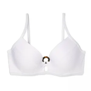 Shade & Shore Women's Lightly Lined Ribbed Tortoise Ring Bikini Top