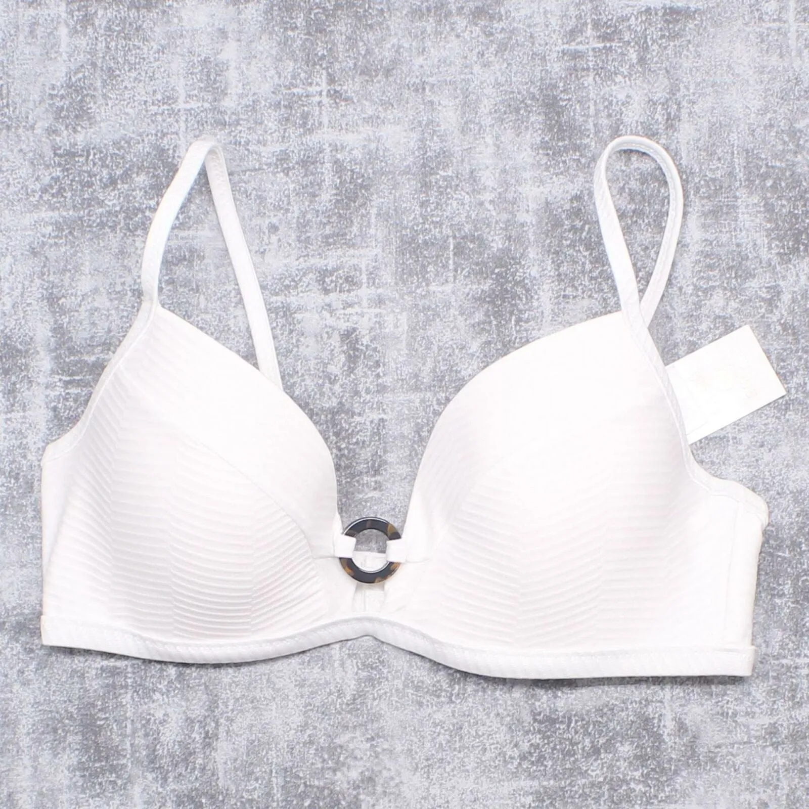 Shade & Shore Women's Lightly Lined Ribbed Tortoise Ring Bikini Top