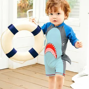 Shark Face Legged Swimsuit - Blue