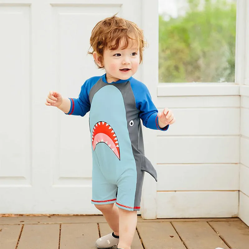 Shark Face Legged Swimsuit - Blue