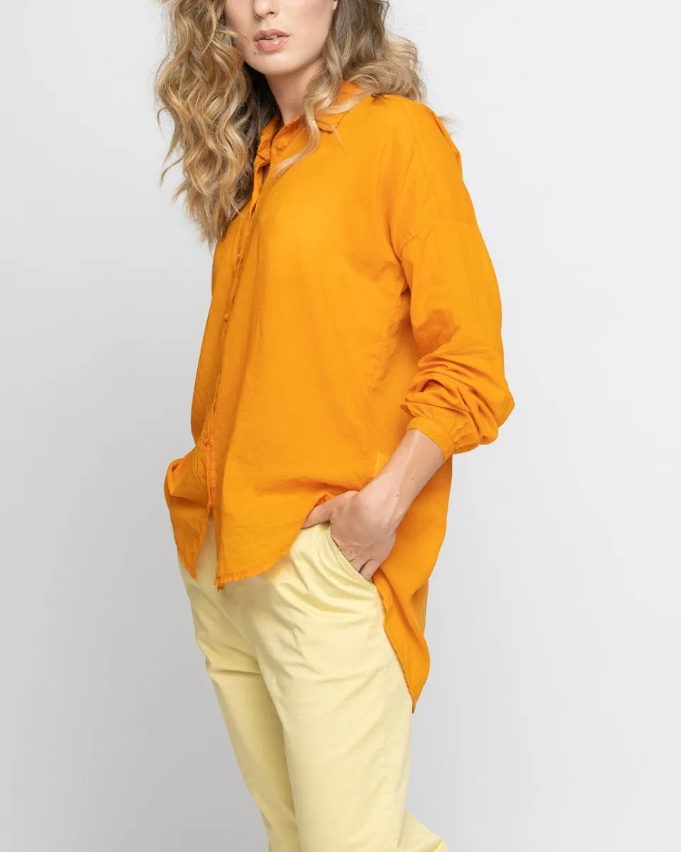 Sheer Hi-Lo Button-Up Shirt