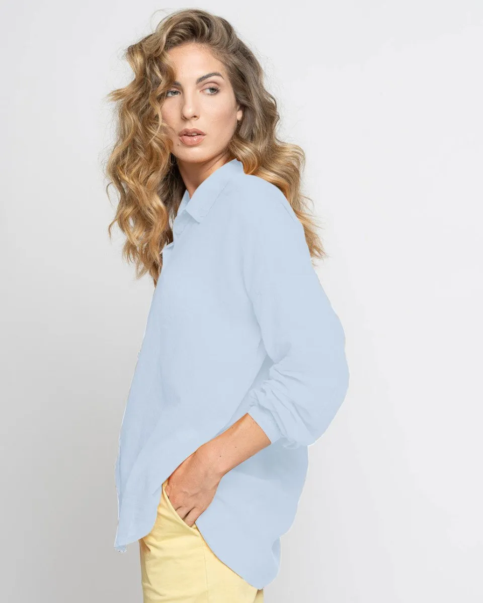 Sheer Hi-Lo Button-Up Shirt