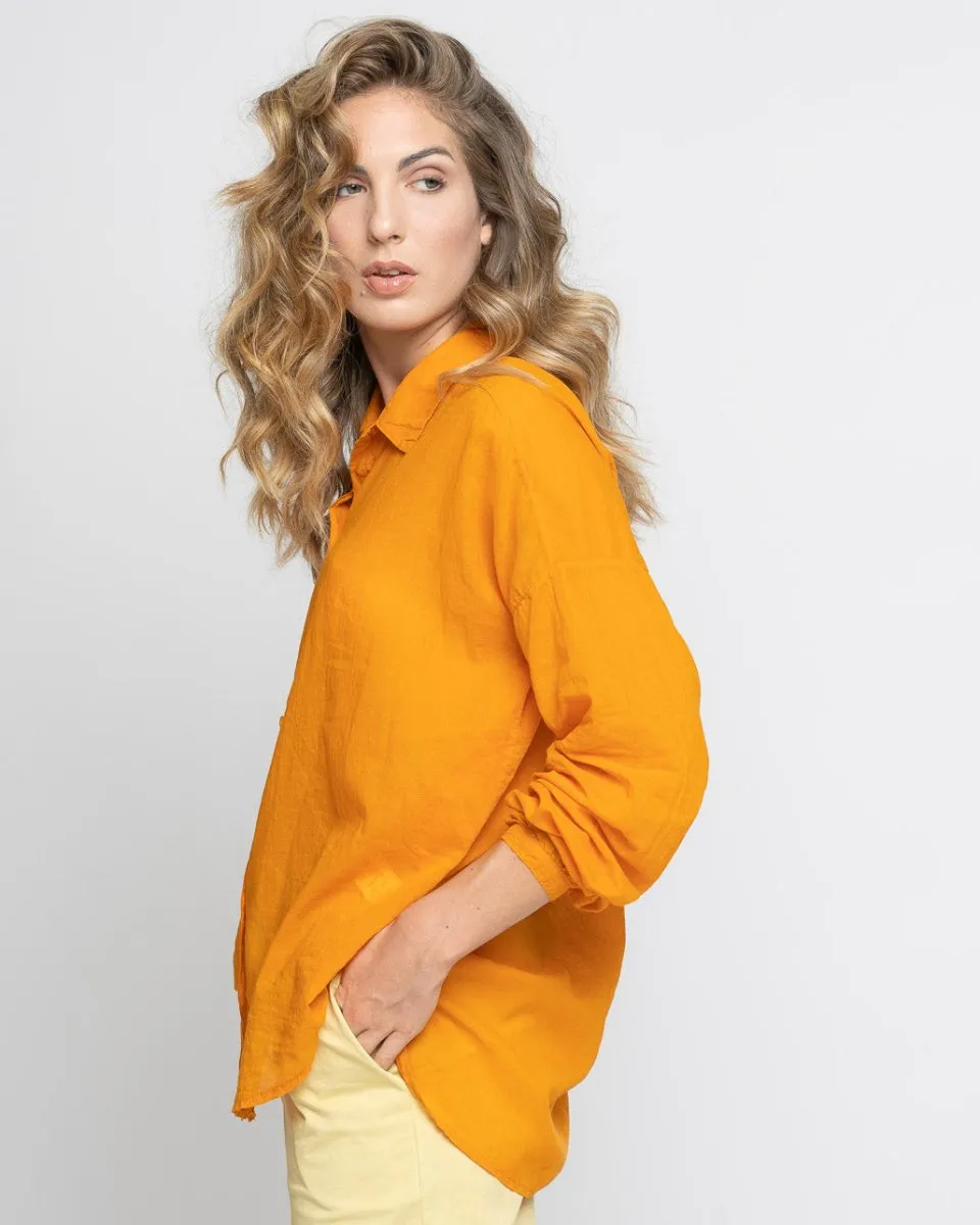 Sheer Hi-Lo Button-Up Shirt