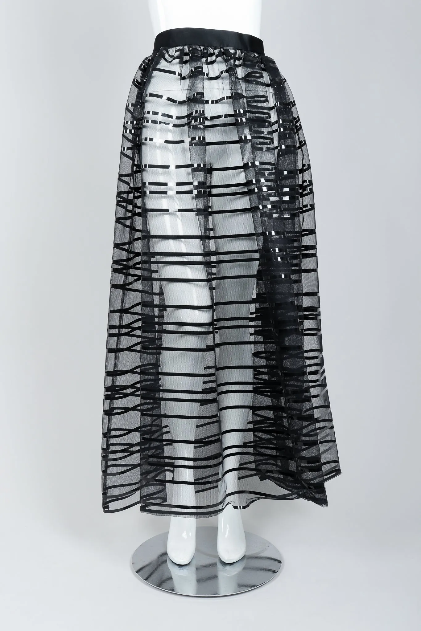 Sheer Striped Mesh Ball Skirt