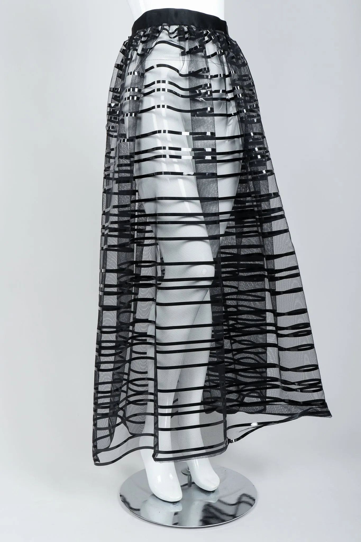 Sheer Striped Mesh Ball Skirt