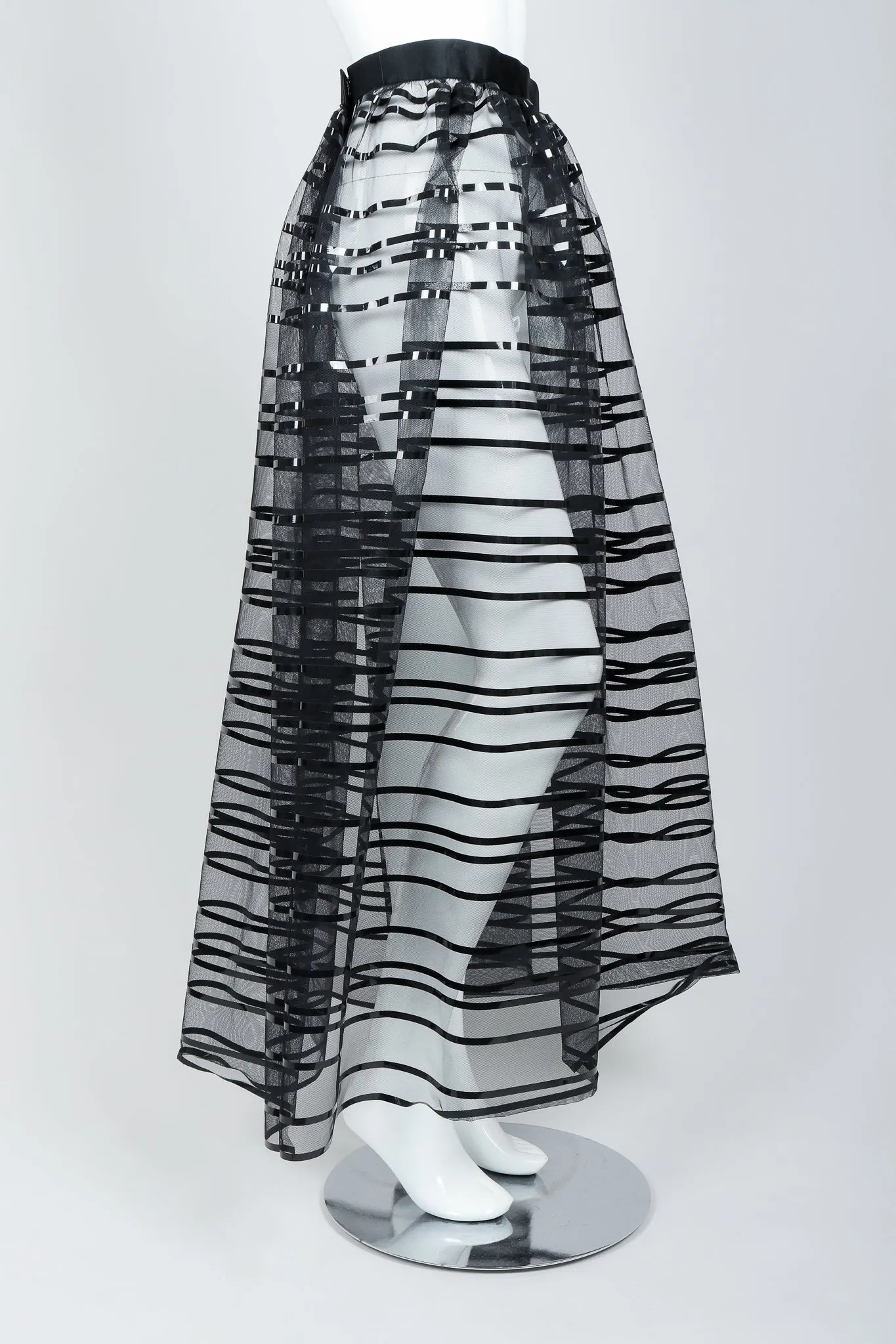 Sheer Striped Mesh Ball Skirt