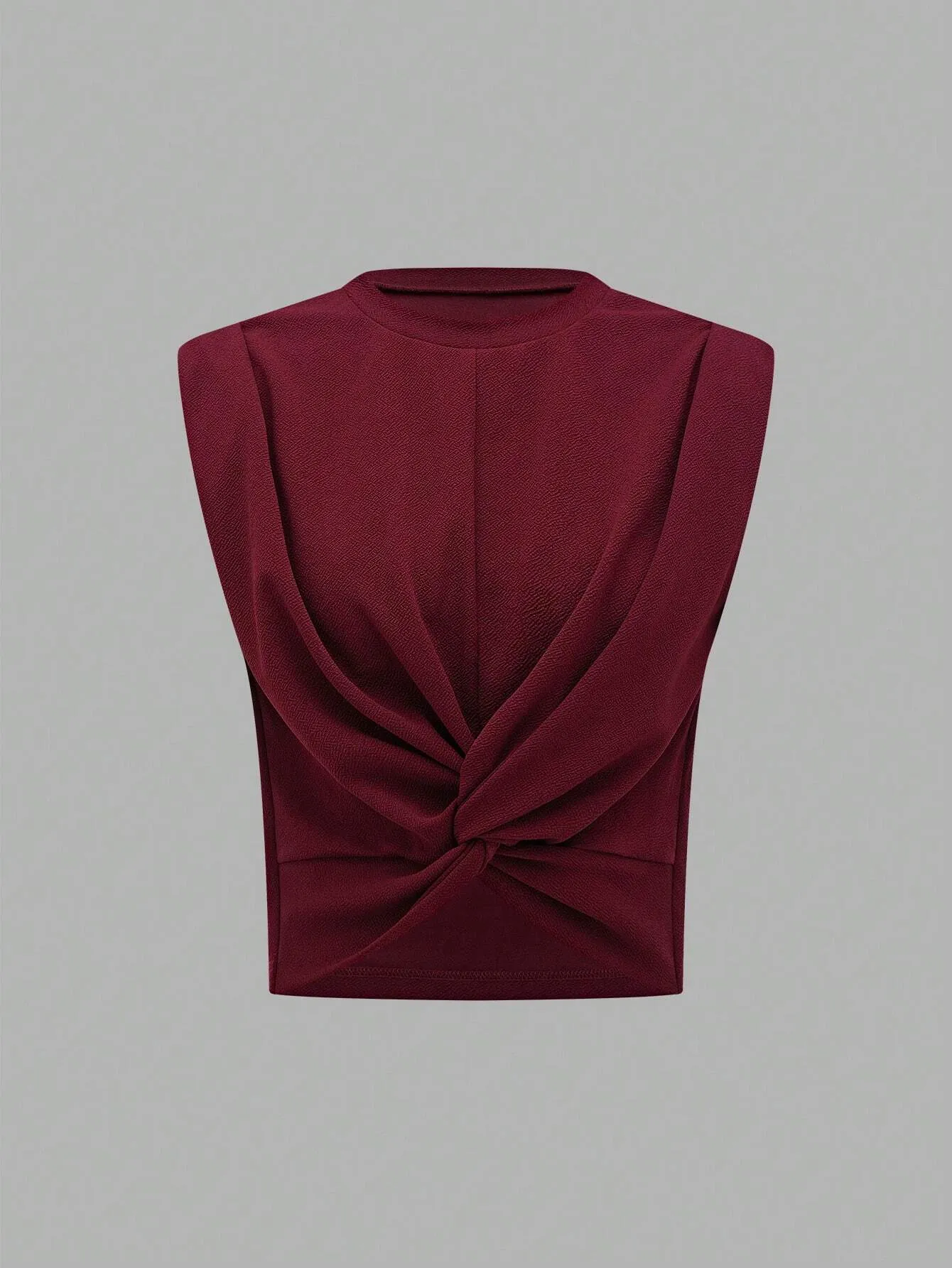 SHEIN Prive Solid Color Twisted Knot Hem T-Shirt