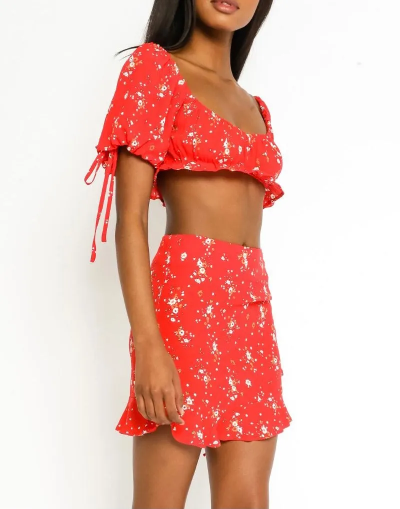 Short Sleeve Peasant Crop Top