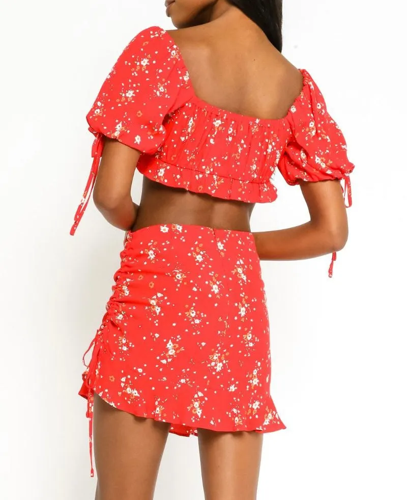 Short Sleeve Peasant Crop Top