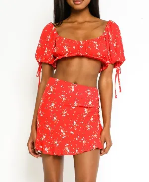 Short Sleeve Peasant Crop Top