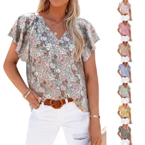Short Sleeved Sheer and Silky Blouse