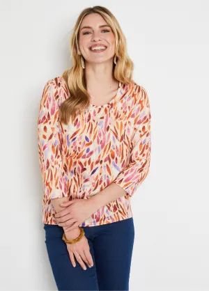 Short T-shirt with fancy print round neck