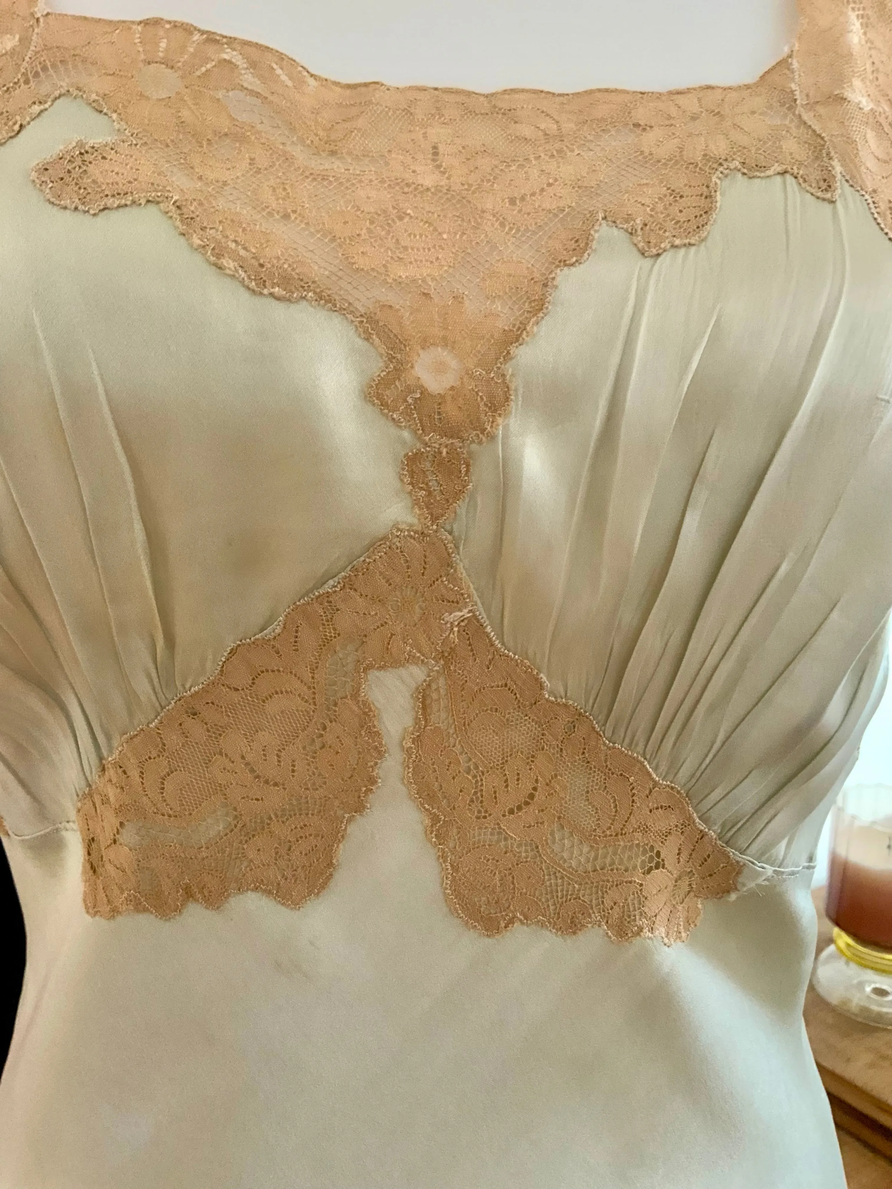 Silk Bridal Nightgown Mint - 50s