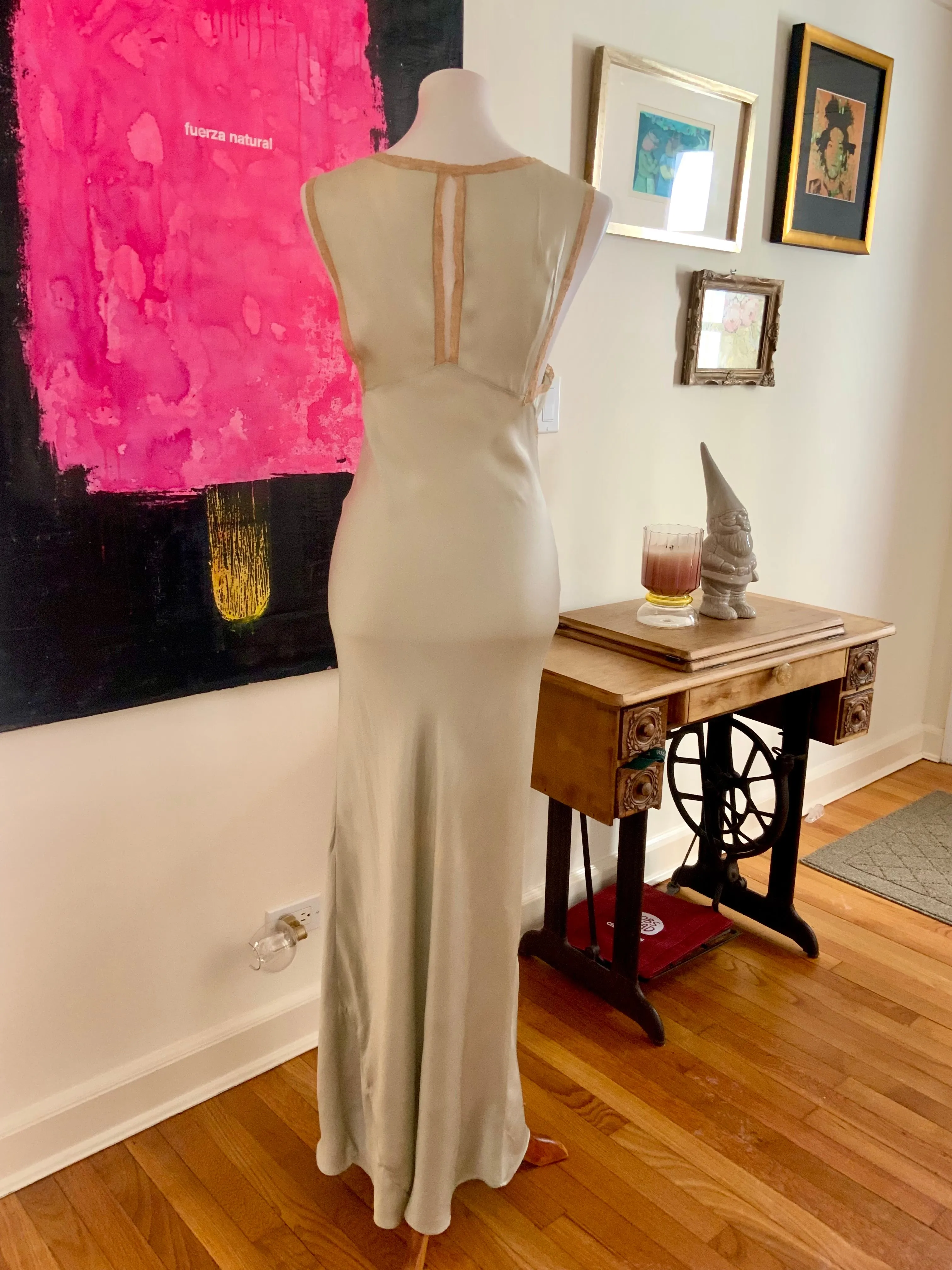 Silk Bridal Nightgown Mint - 50s