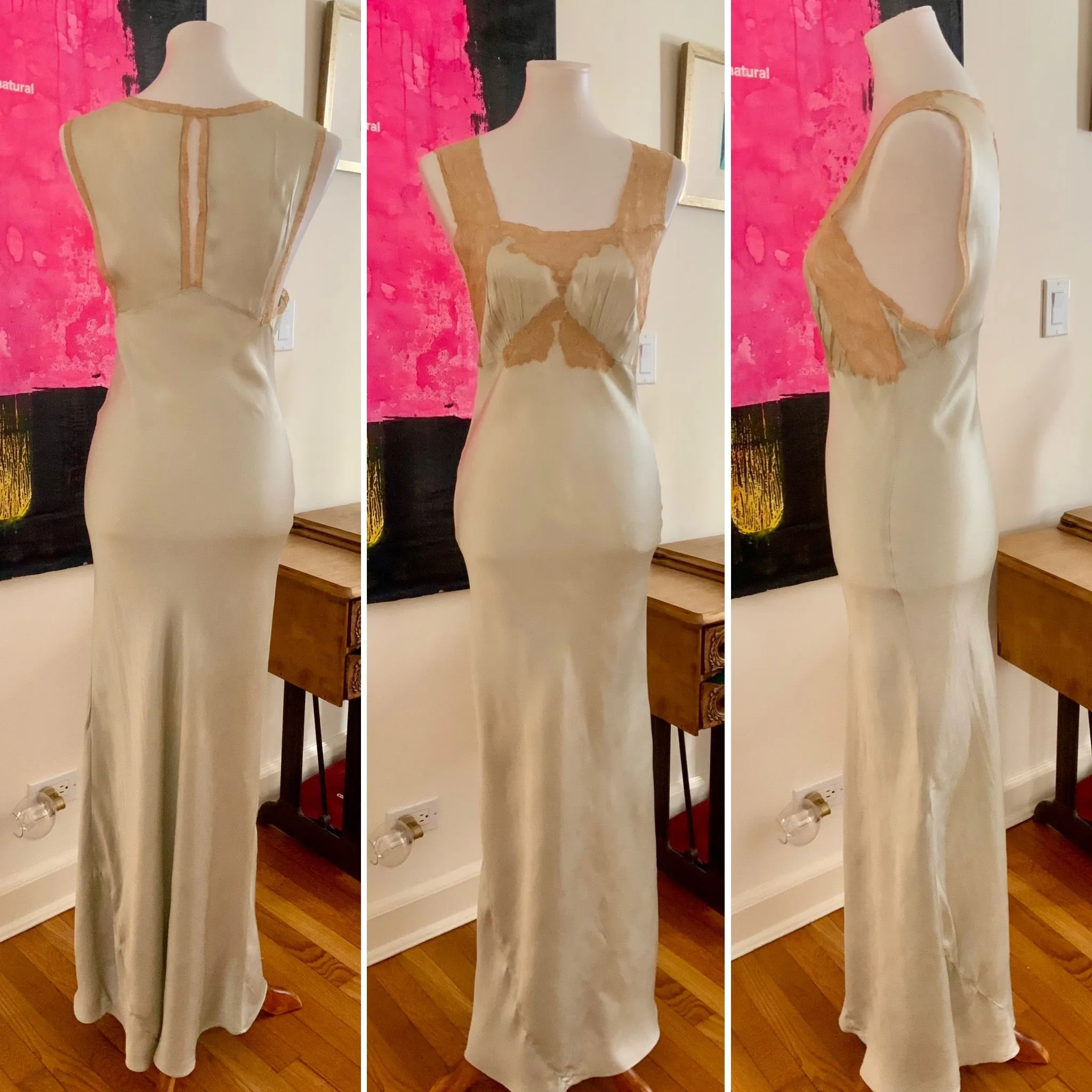 Silk Bridal Nightgown Mint - 50s