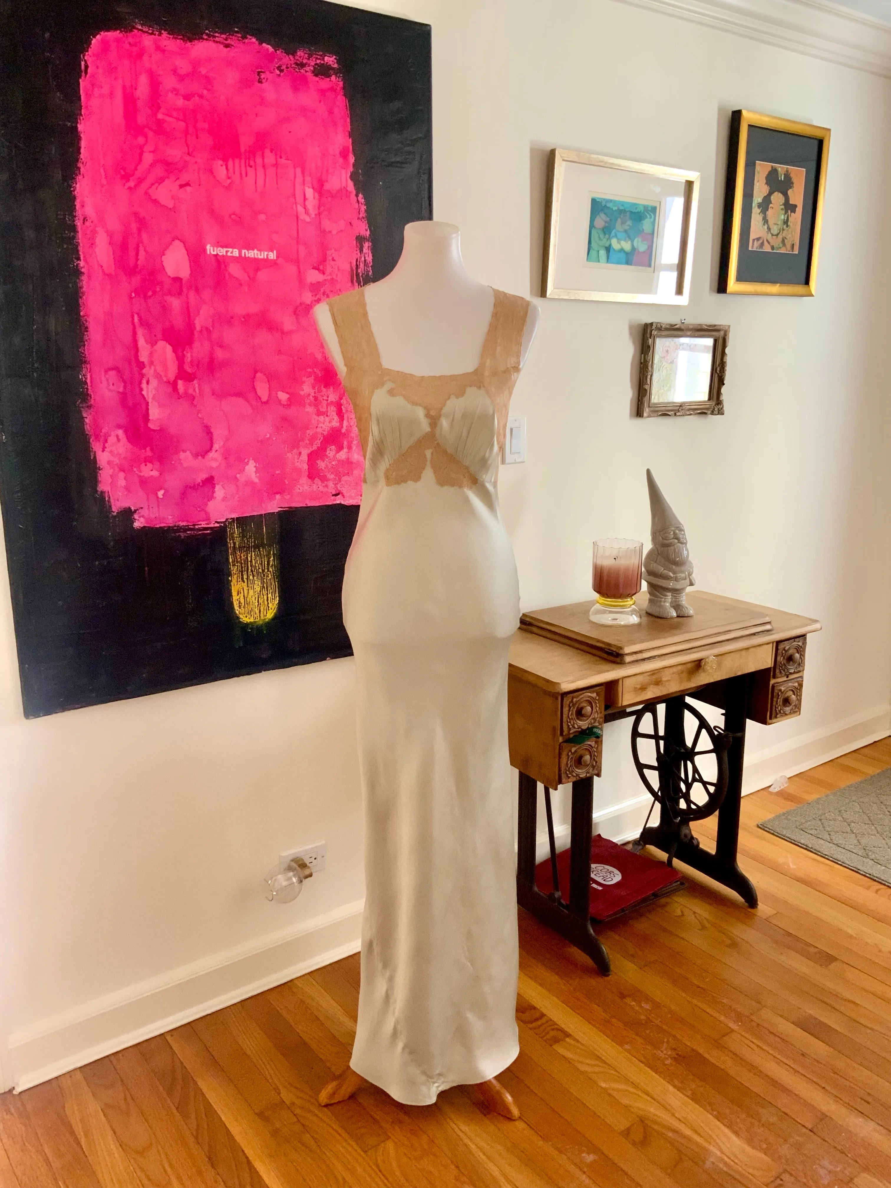 Silk Bridal Nightgown Mint - 50s