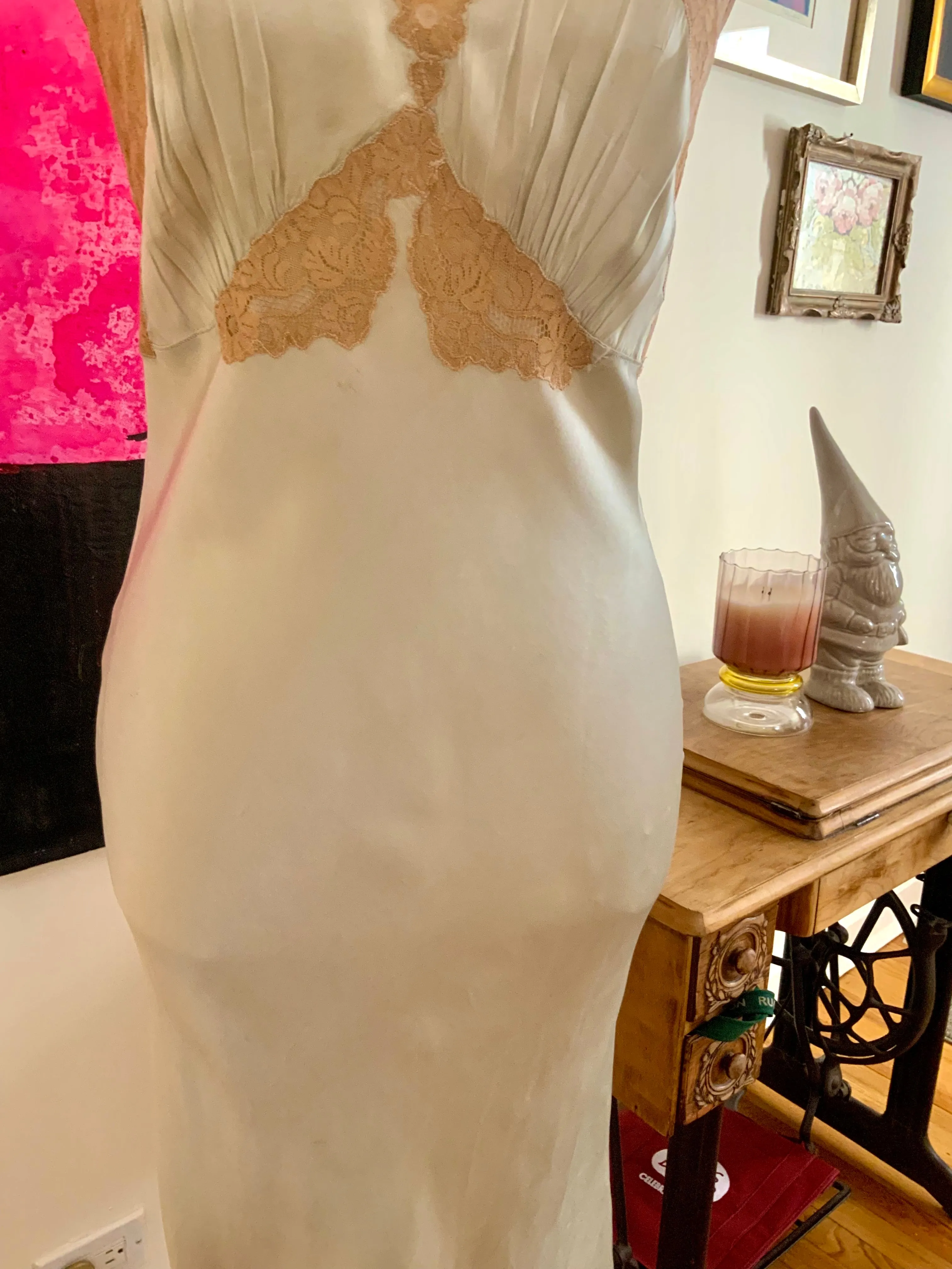 Silk Bridal Nightgown Mint - 50s