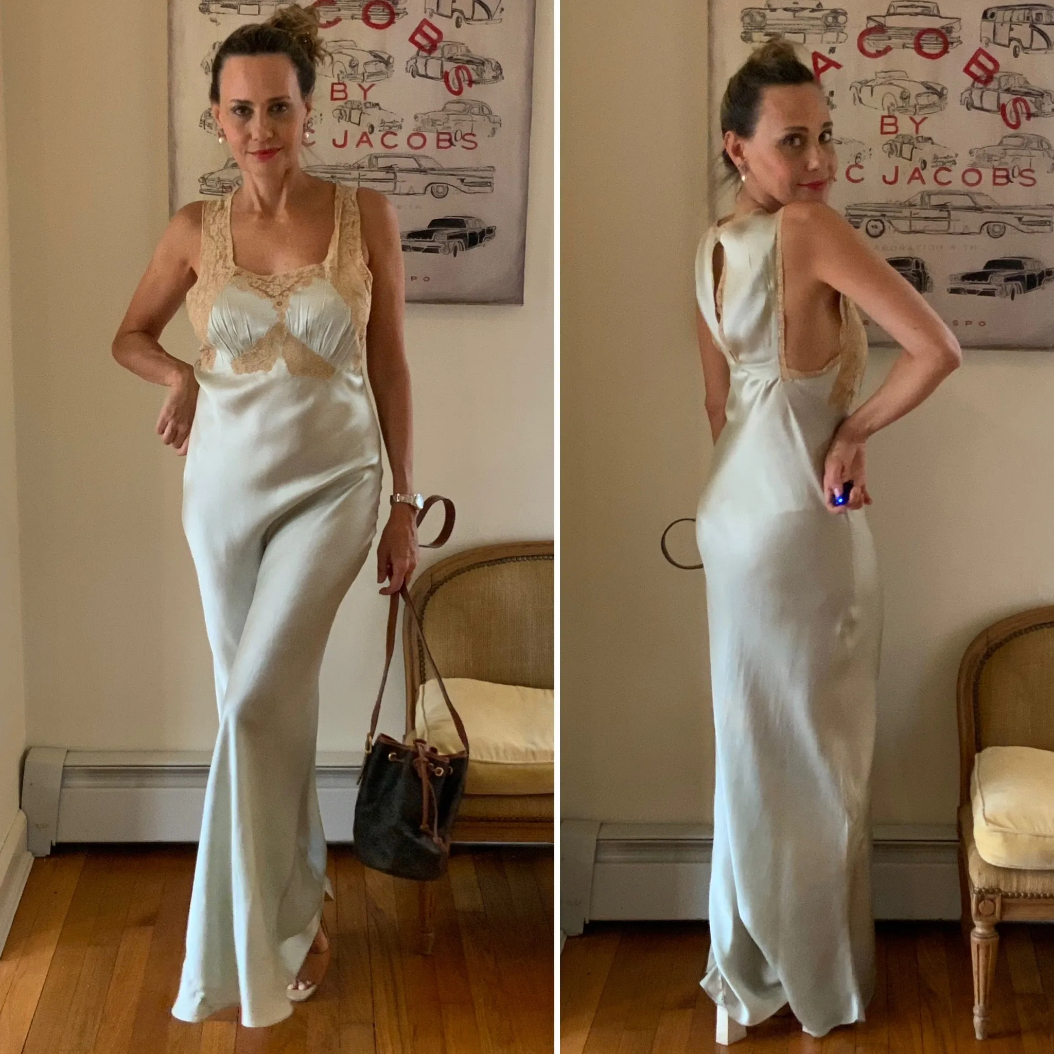 Silk Bridal Nightgown Mint - 50s