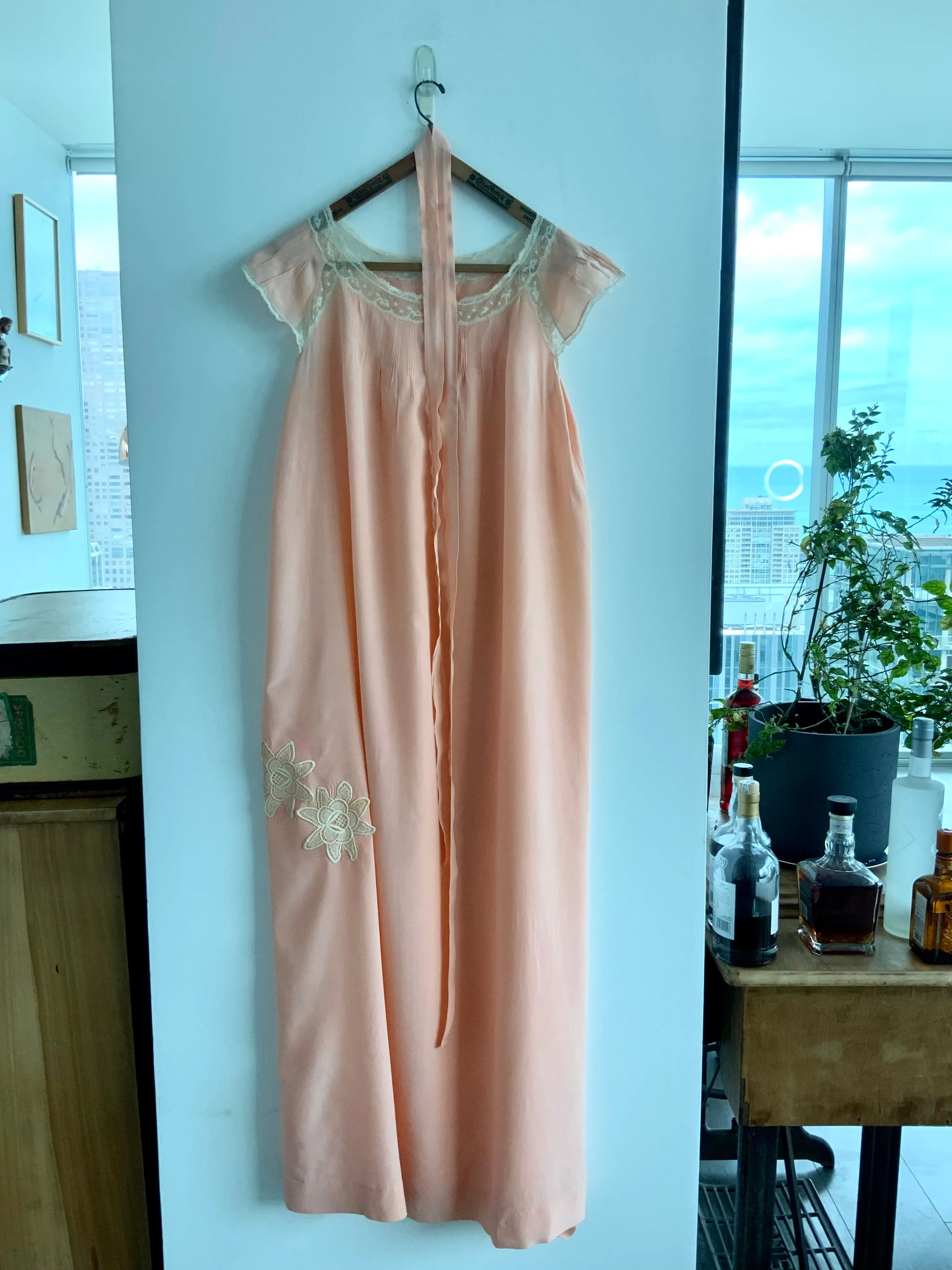 Silk Bridal Nightgown Peach - 20s
