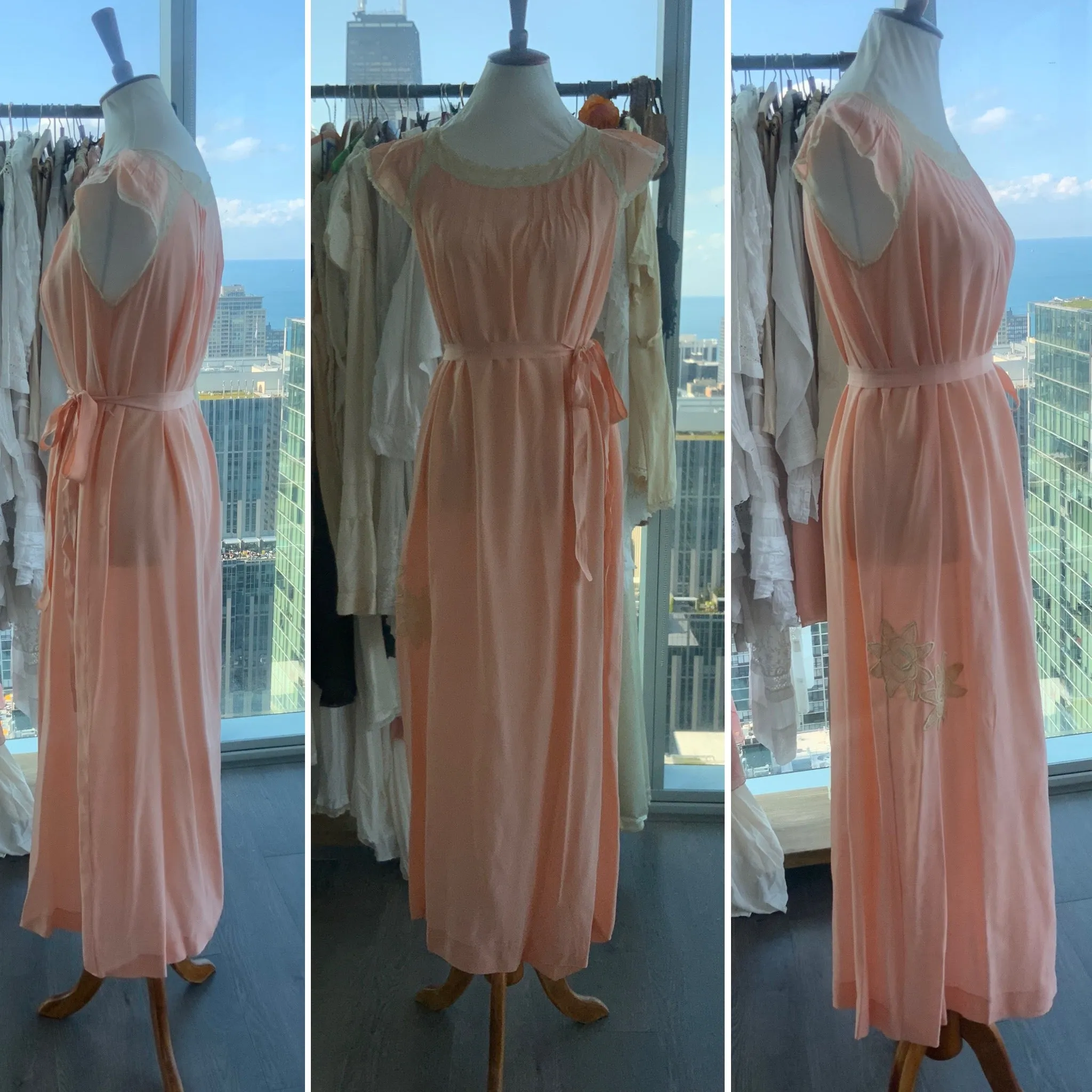 Silk Bridal Nightgown Peach - 20s
