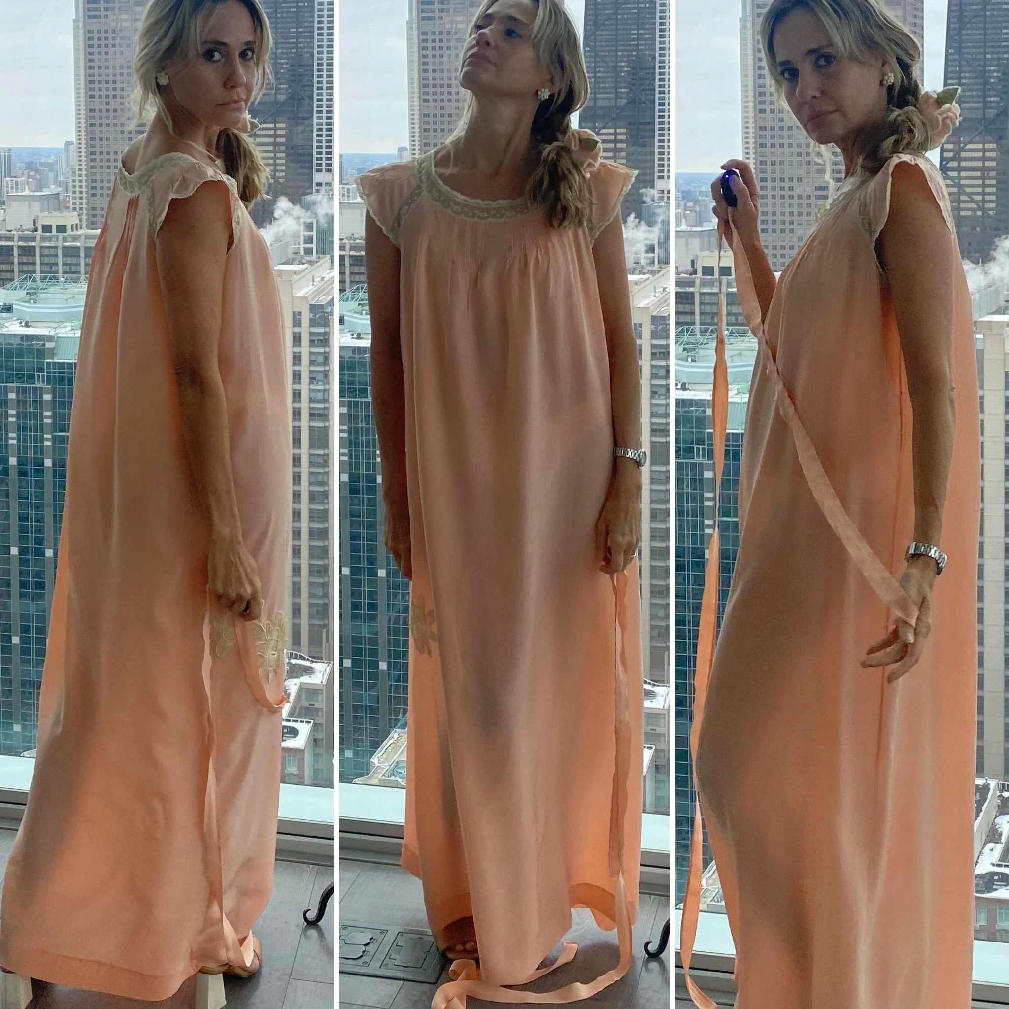 Silk Bridal Nightgown Peach - 20s