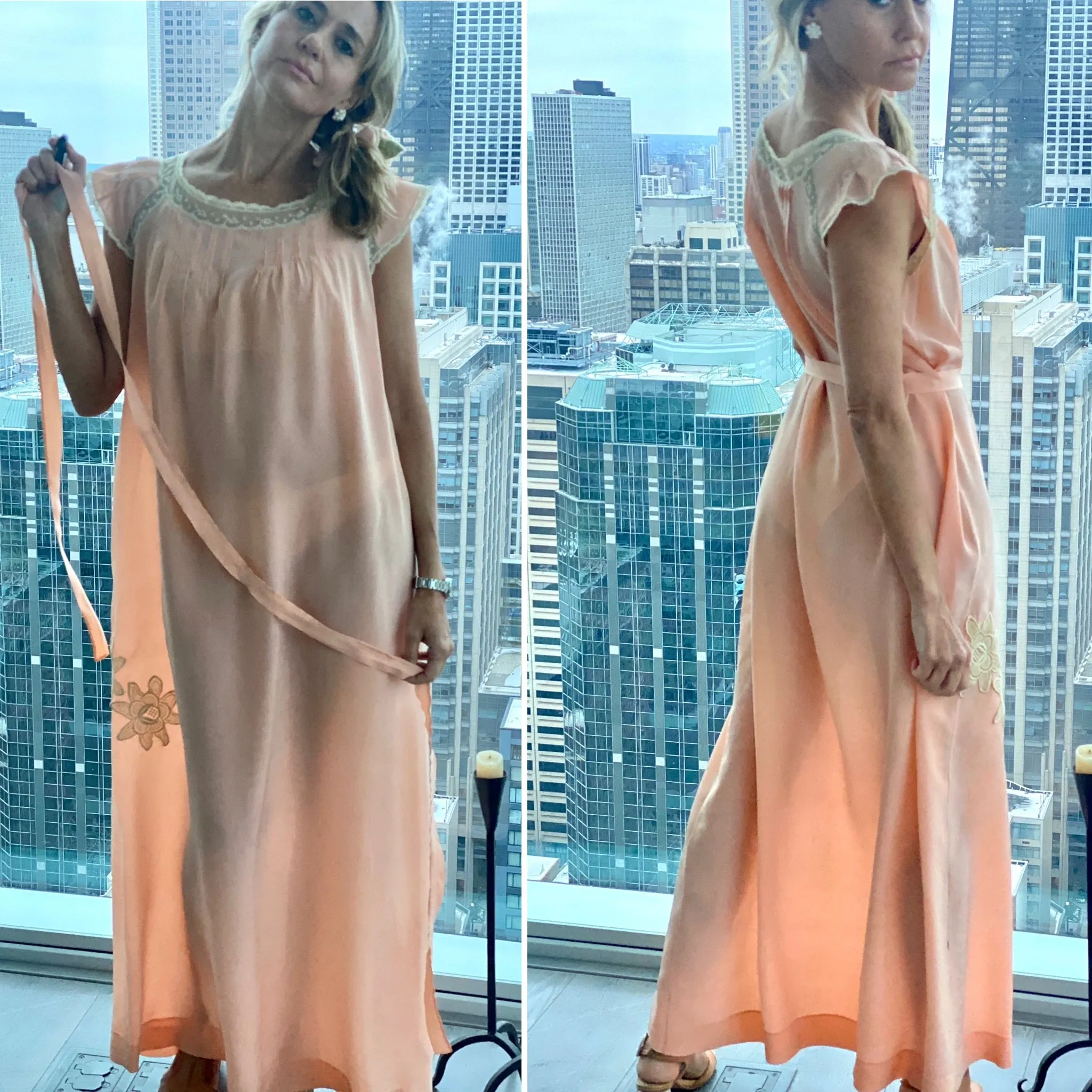 Silk Bridal Nightgown Peach - 20s
