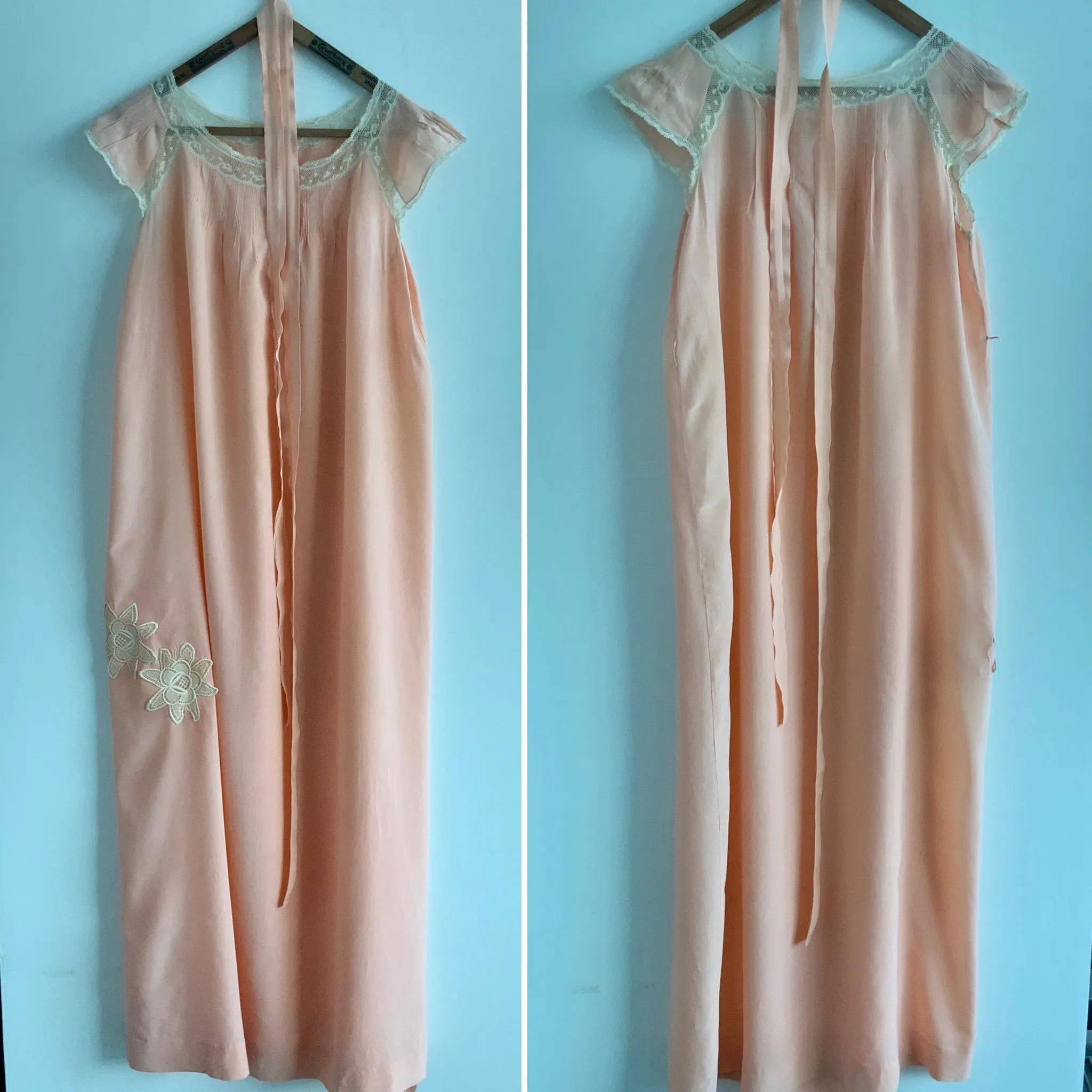 Silk Bridal Nightgown Peach - 20s