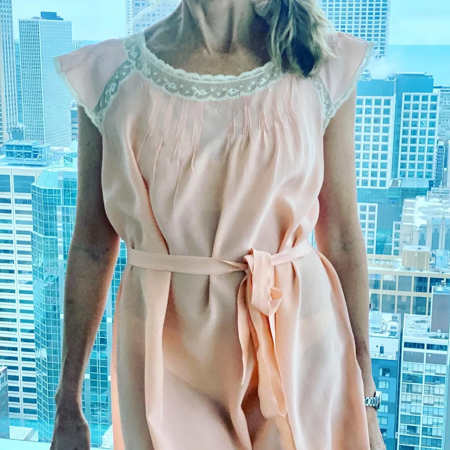 Silk Bridal Nightgown Peach - 20s