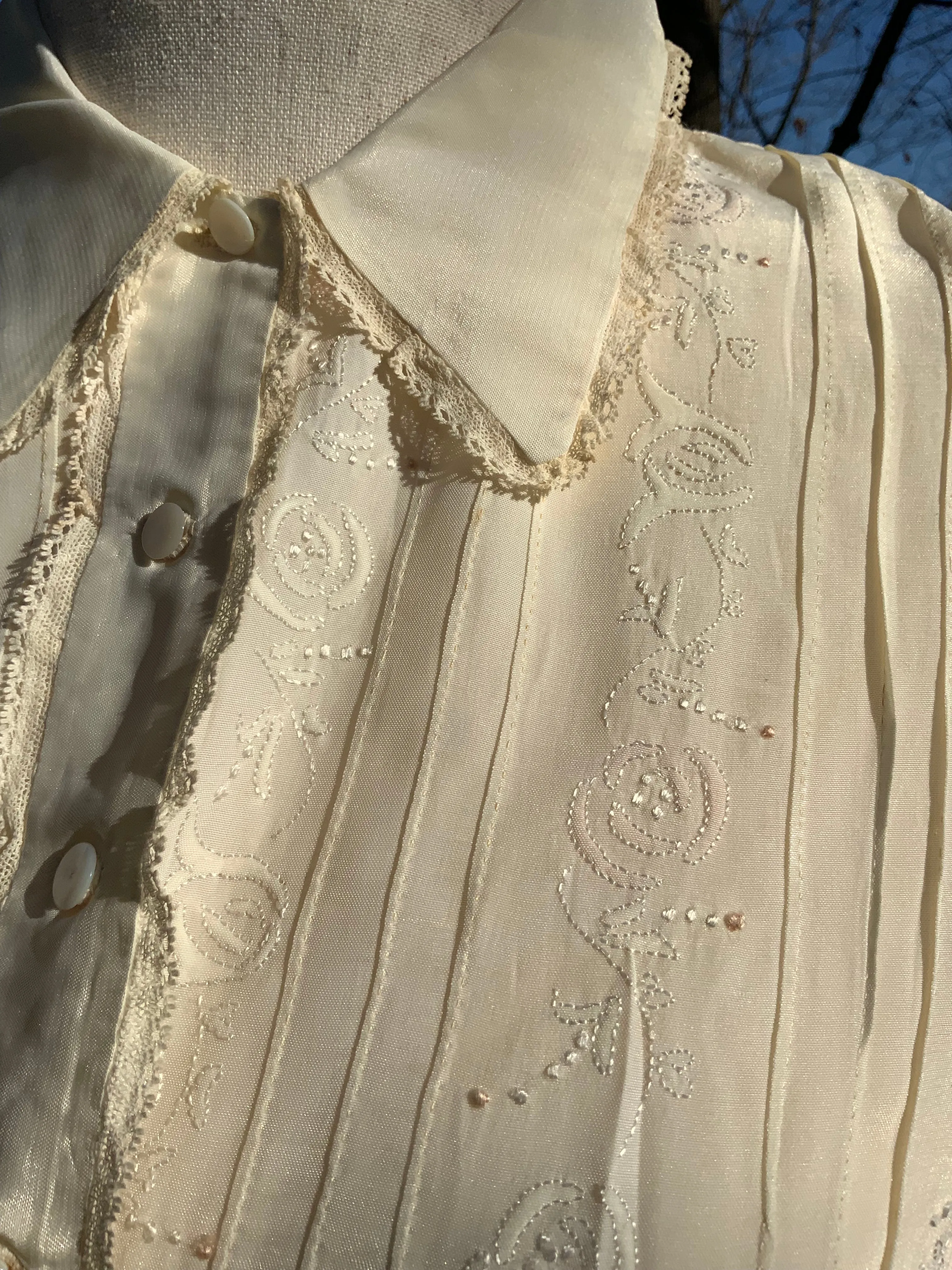 Silk Long Sleeve Nightgown - 30s - 30J