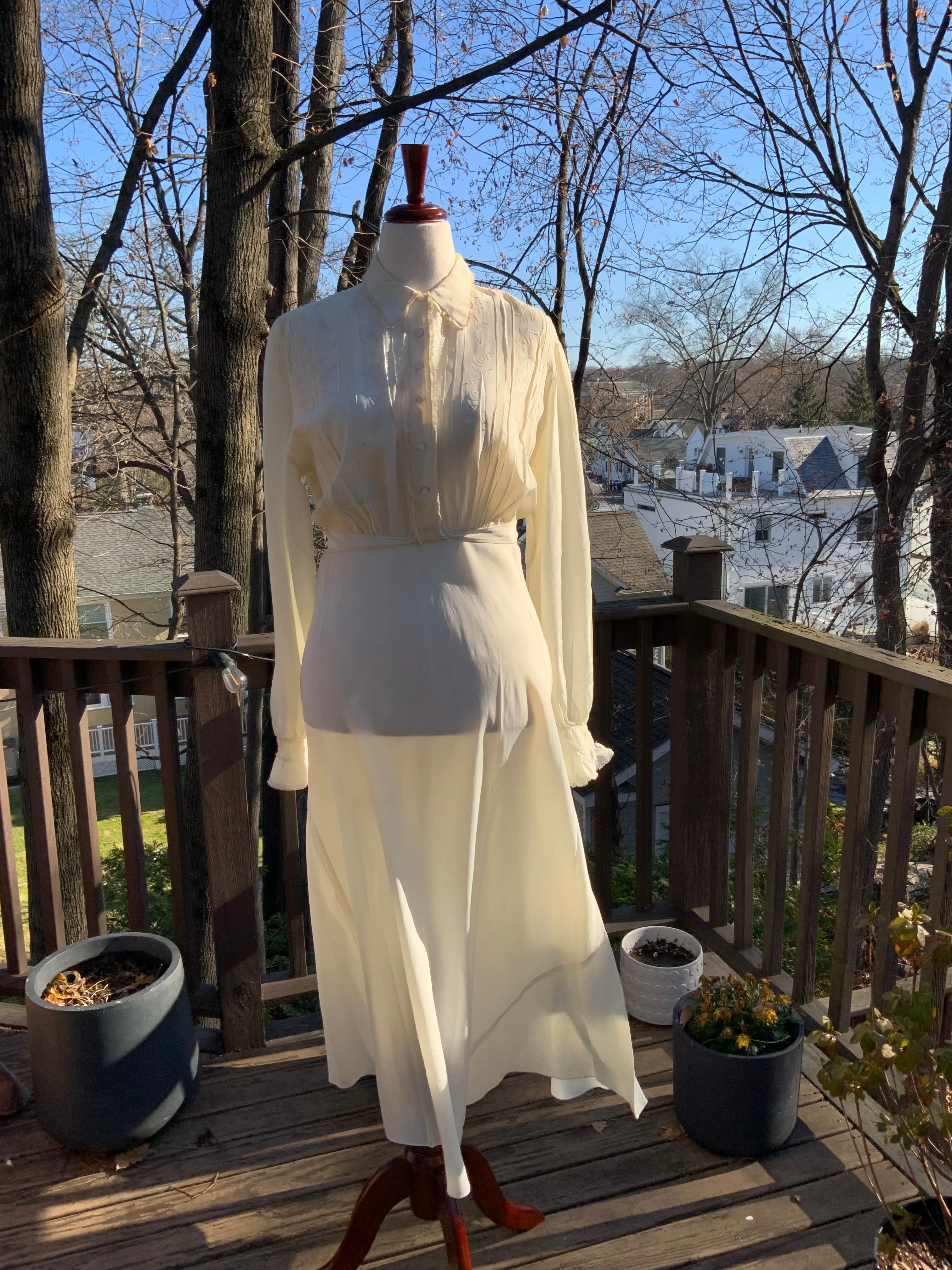 Silk Long Sleeve Nightgown - 30s - 30J