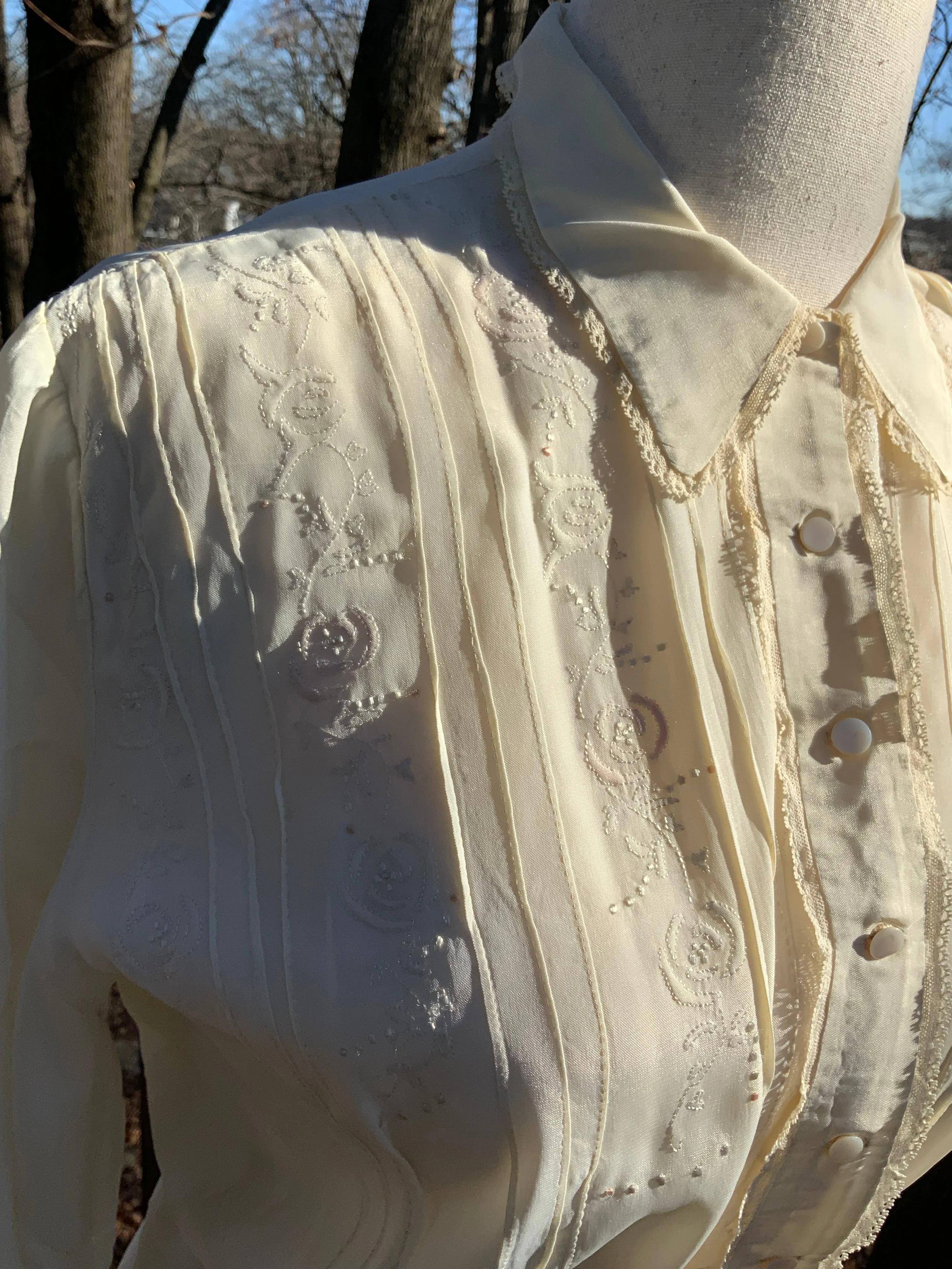 Silk Long Sleeve Nightgown - 30s - 30J