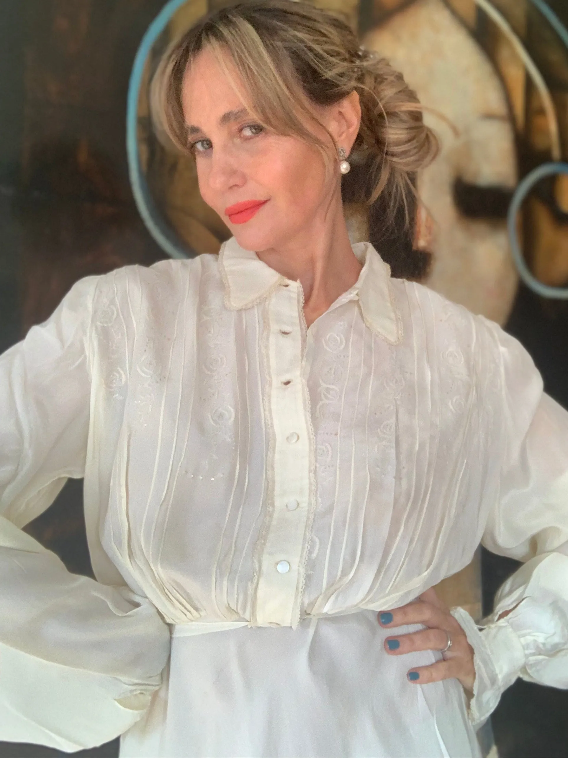 Silk Long Sleeve Nightgown - 30s - 30J