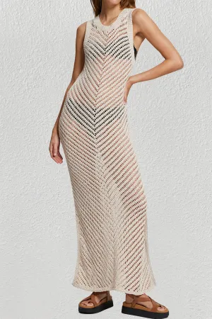 Sleeveless Crochet Mesh Swim Cover Up Dress