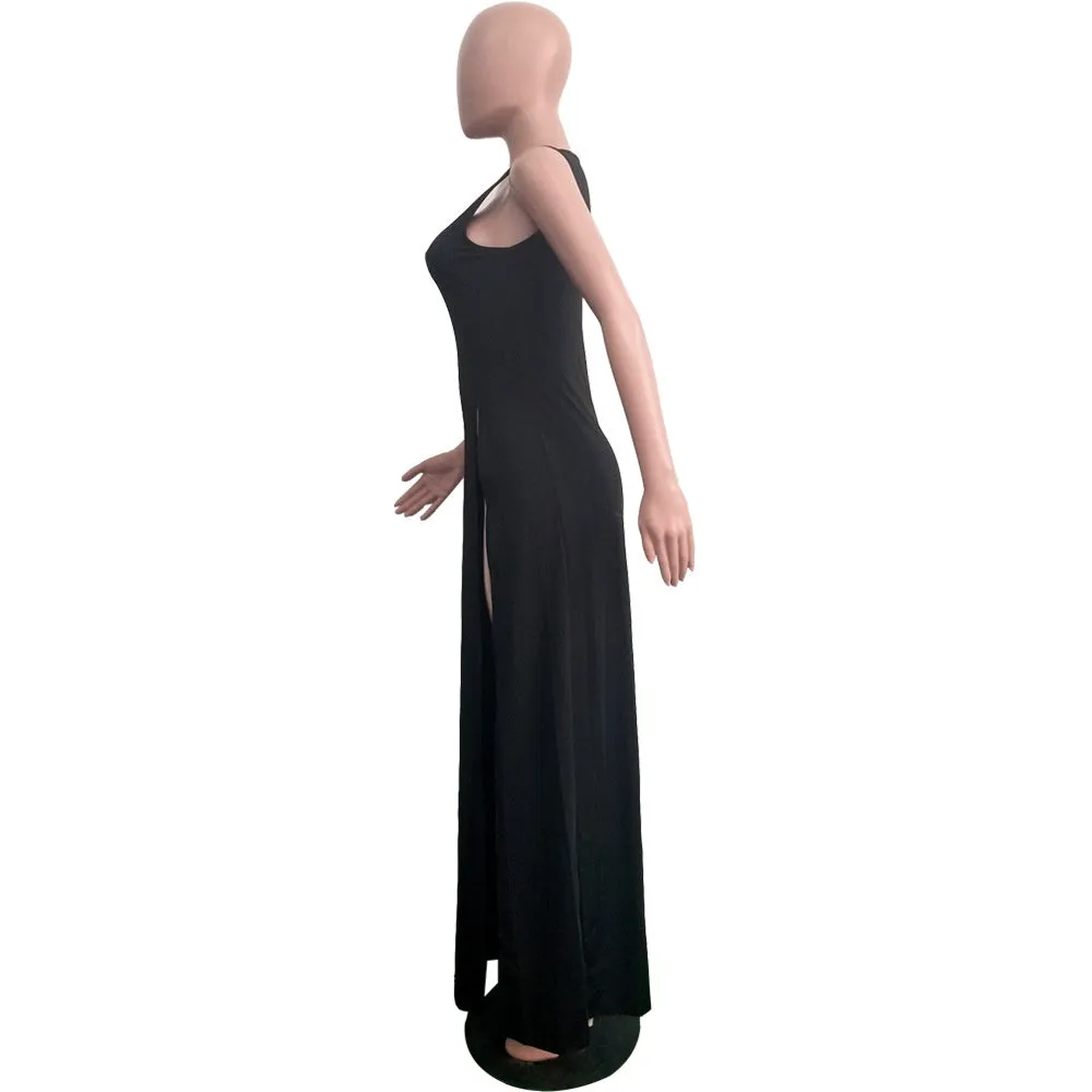Sleeveless High Side Split Beach Cover Up Dresses