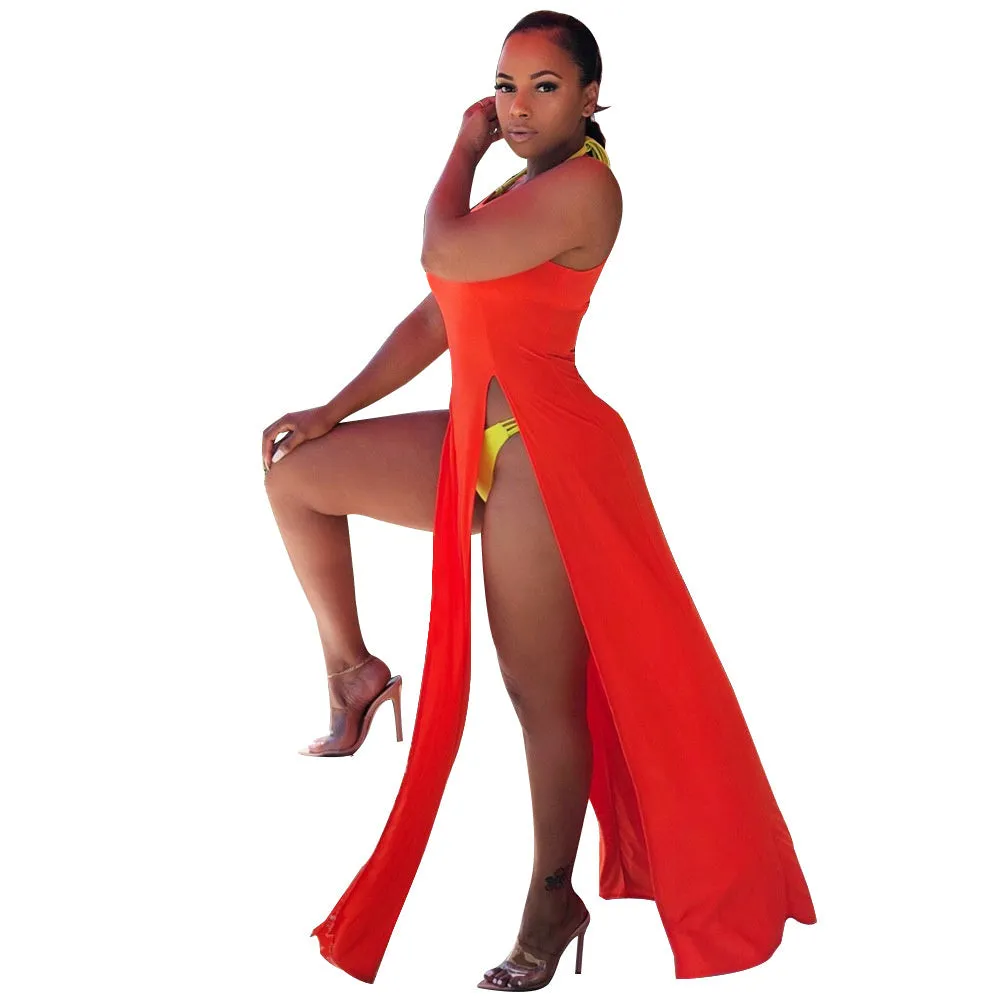 Sleeveless High Side Split Beach Cover Up Dresses