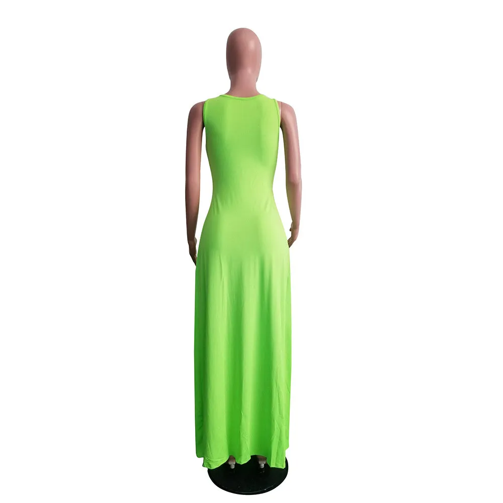 Sleeveless High Side Split Beach Cover Up Dresses