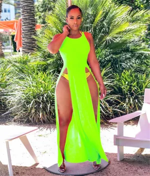Sleeveless High Side Split Beach Cover Up Dresses