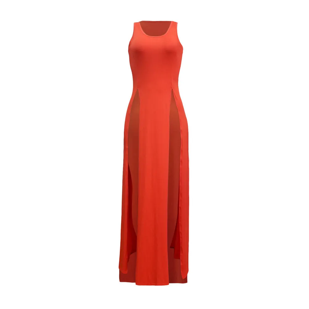 Sleeveless High Side Split Beach Cover Up Dresses